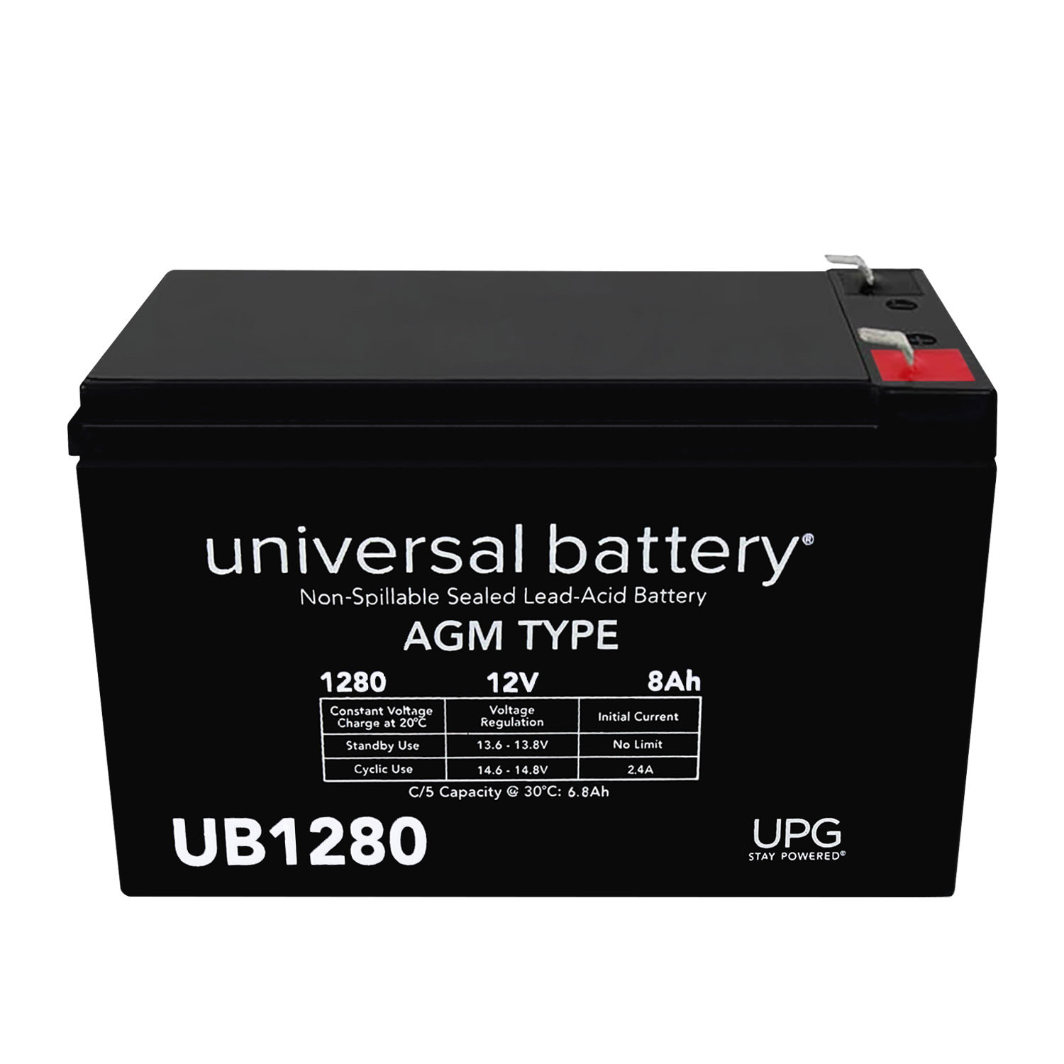UB1280 12V 8AH Sealed Lead Acid Battery F1 .187 TT