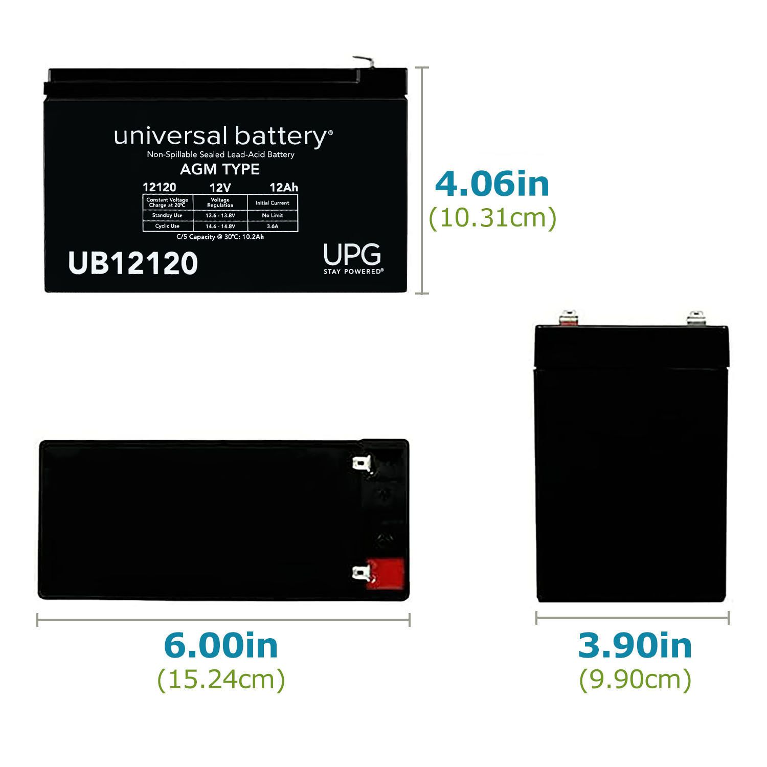 UB12120 12V 12AH Sealed Lead Acid Battery (SLA) .187 TT
