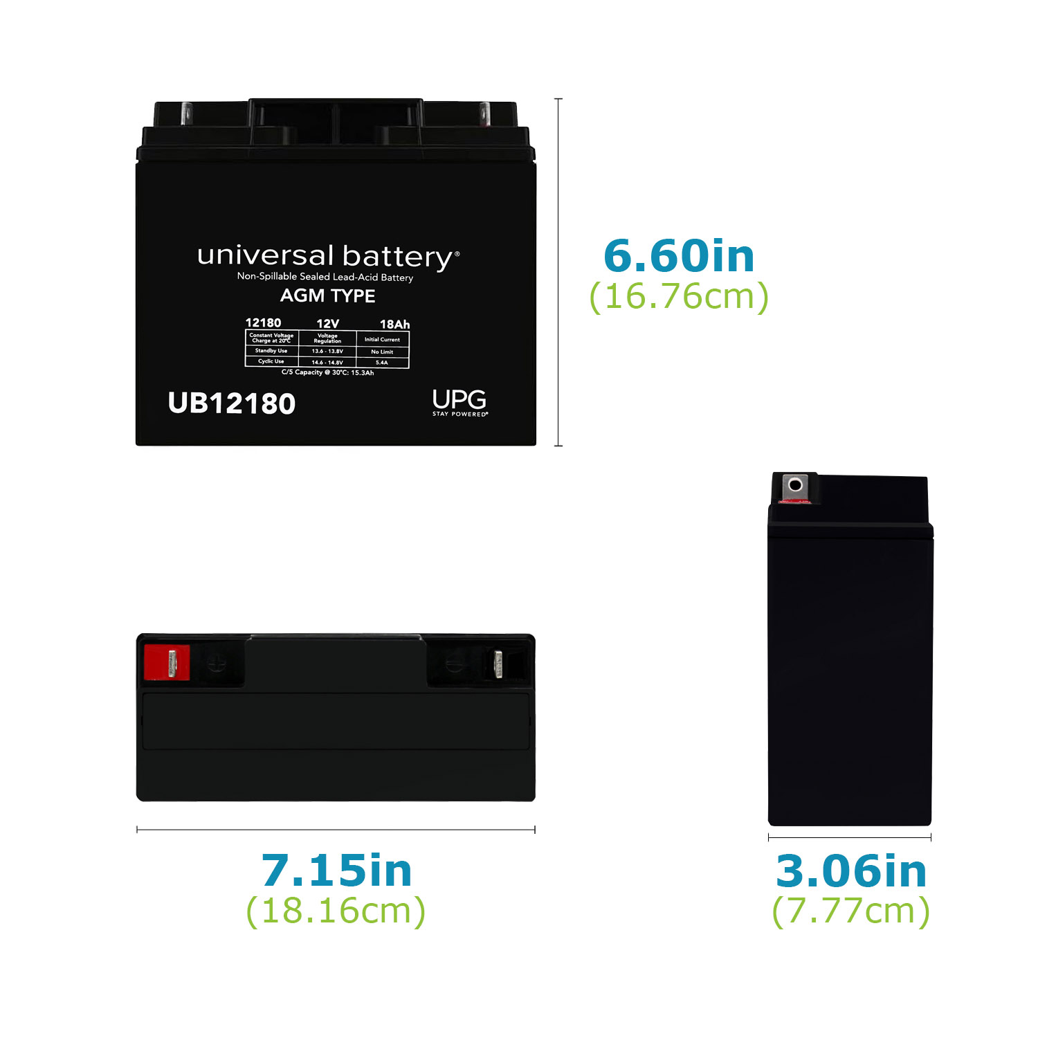 UB12180 SLA 12V 18AH T4 TERMINAL