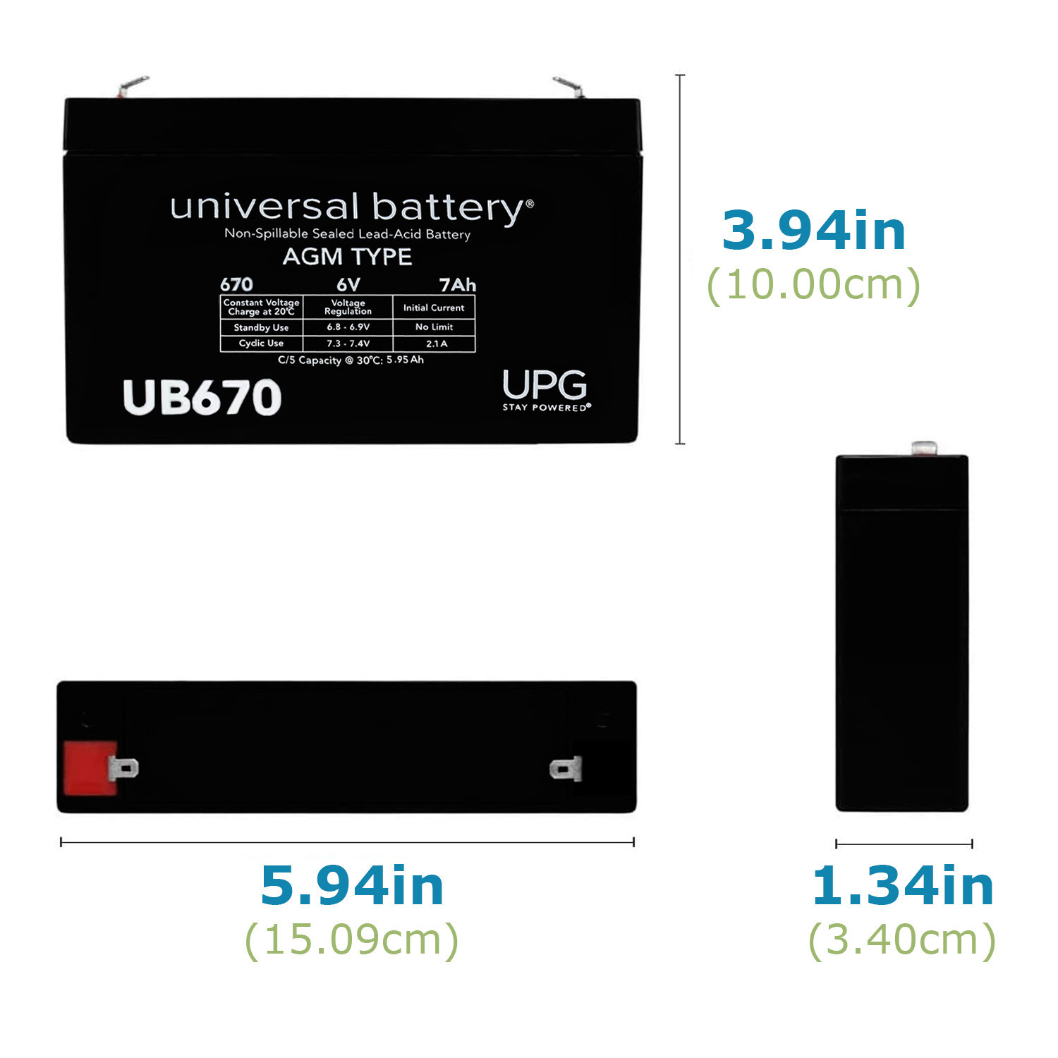 Ub670 Sealed Lead Acid Battery 6V 7Ah 