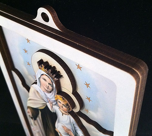 Our Lady Of Mt. Carmel 3D Wood Plaque 4x6in