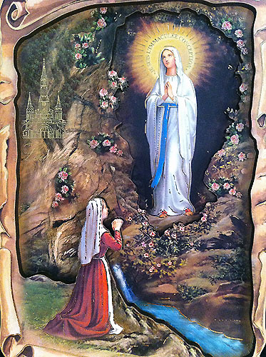Our Lady Of Lourdes 3D Laser Cut Wood Plaque 4x6in