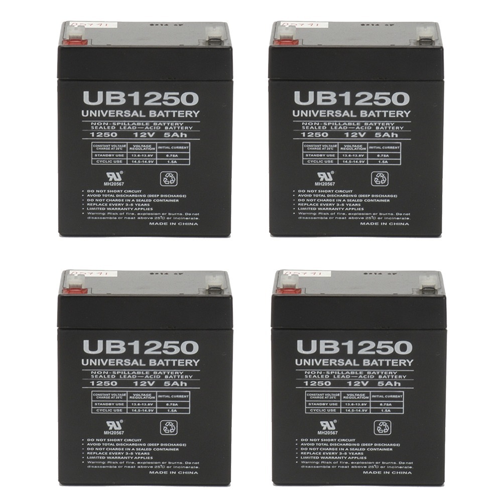 12V 5AH Replacement Battery for UrbanScoot 100w Mini Scooter - 4 Pack