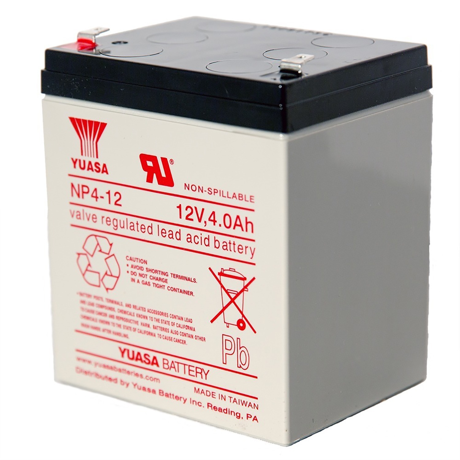 Yuasa NP4-12 12 Volt 4 Amp Sealed Lead Acid Battery