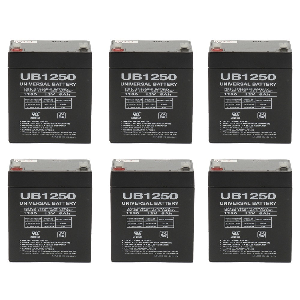 UB1250 PS1250 12V 5Ah Sealed Lead Acid SLA Battery - PACK OF 6 