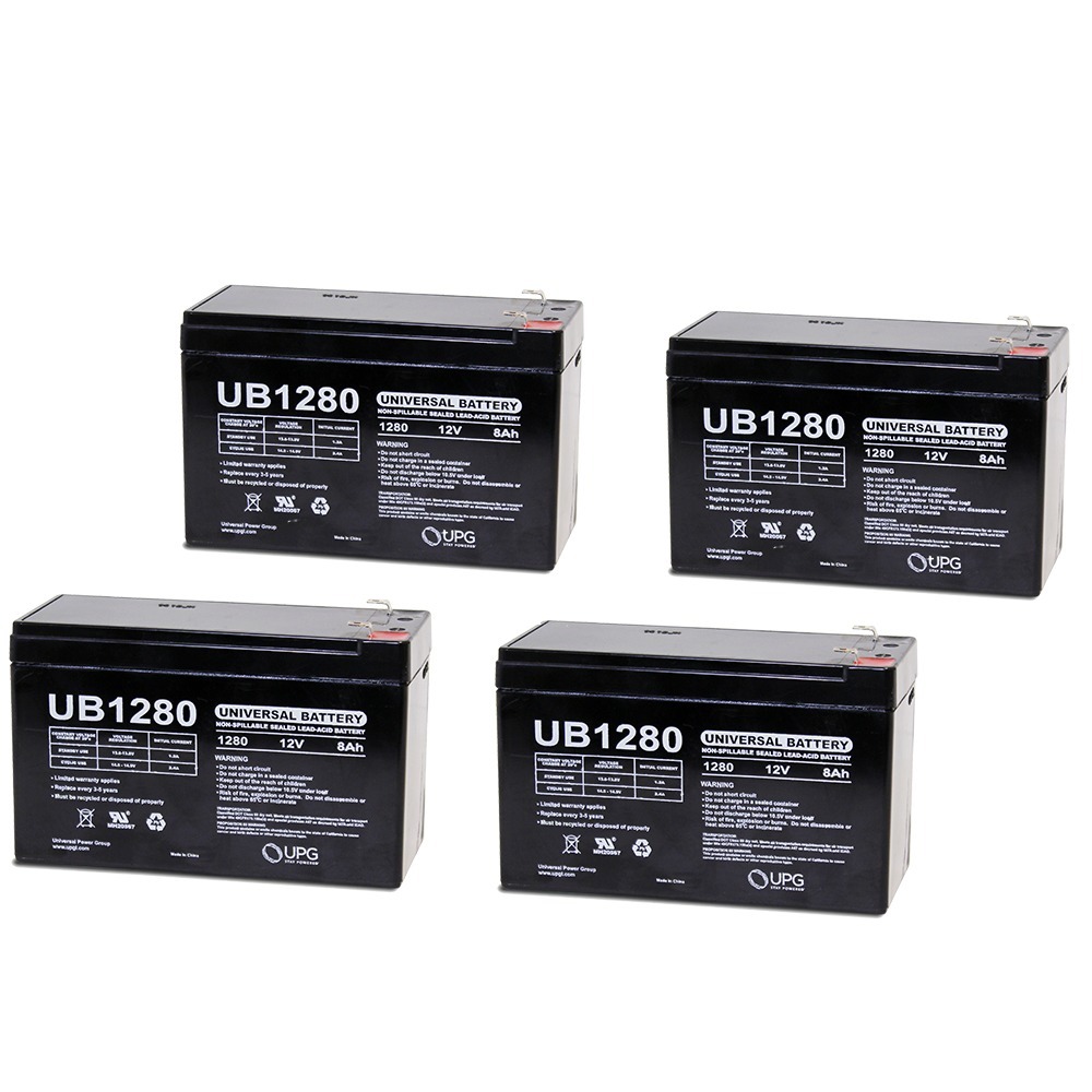 12V 8Ah Battery for Napco Alarms GEM-P816 Control Panel - 4 Pack