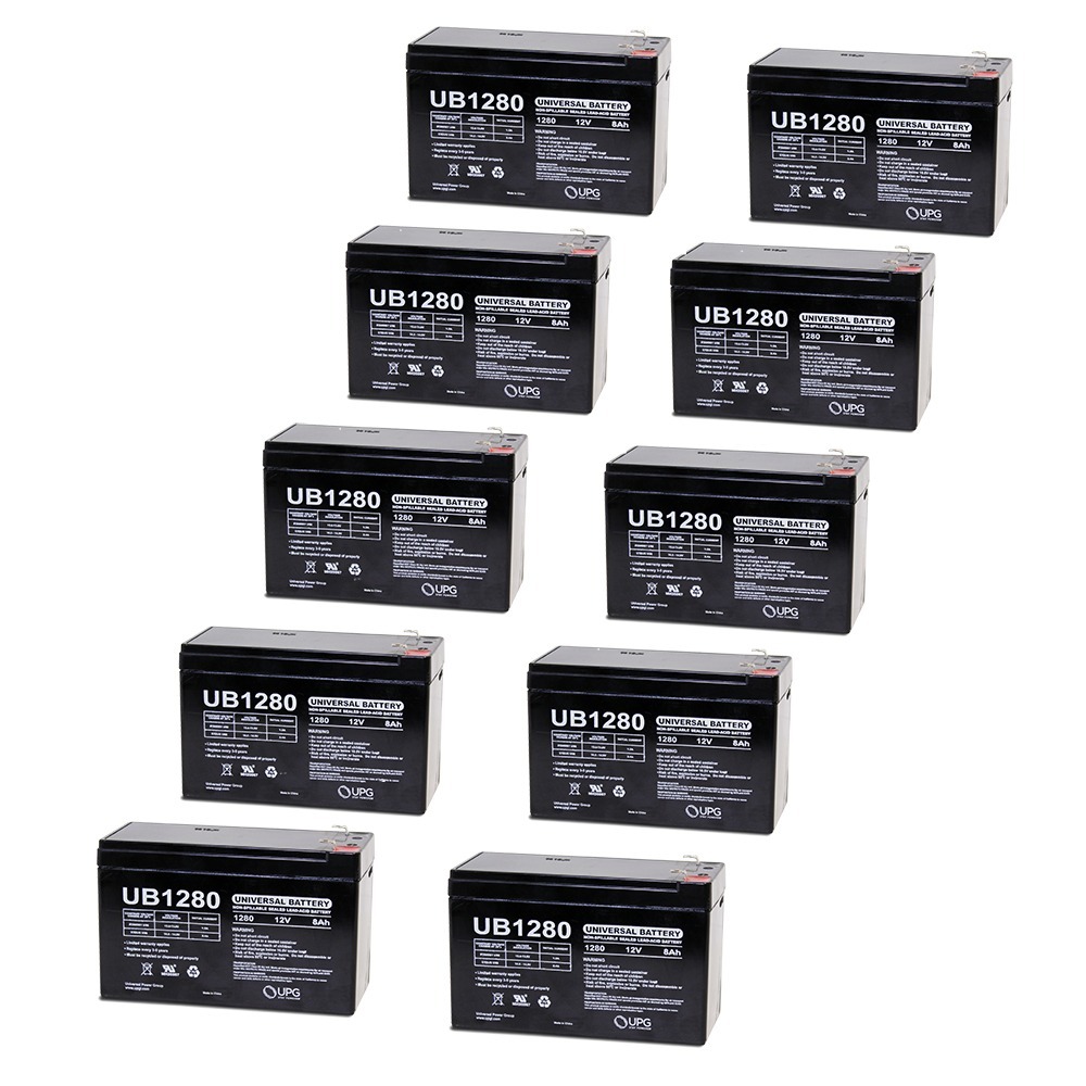 12V 8AH SLA Replacement Battery Compatible with APC Back-UPS Pro 350 USB, BP350U, BP350UC UPS - 10 Pack