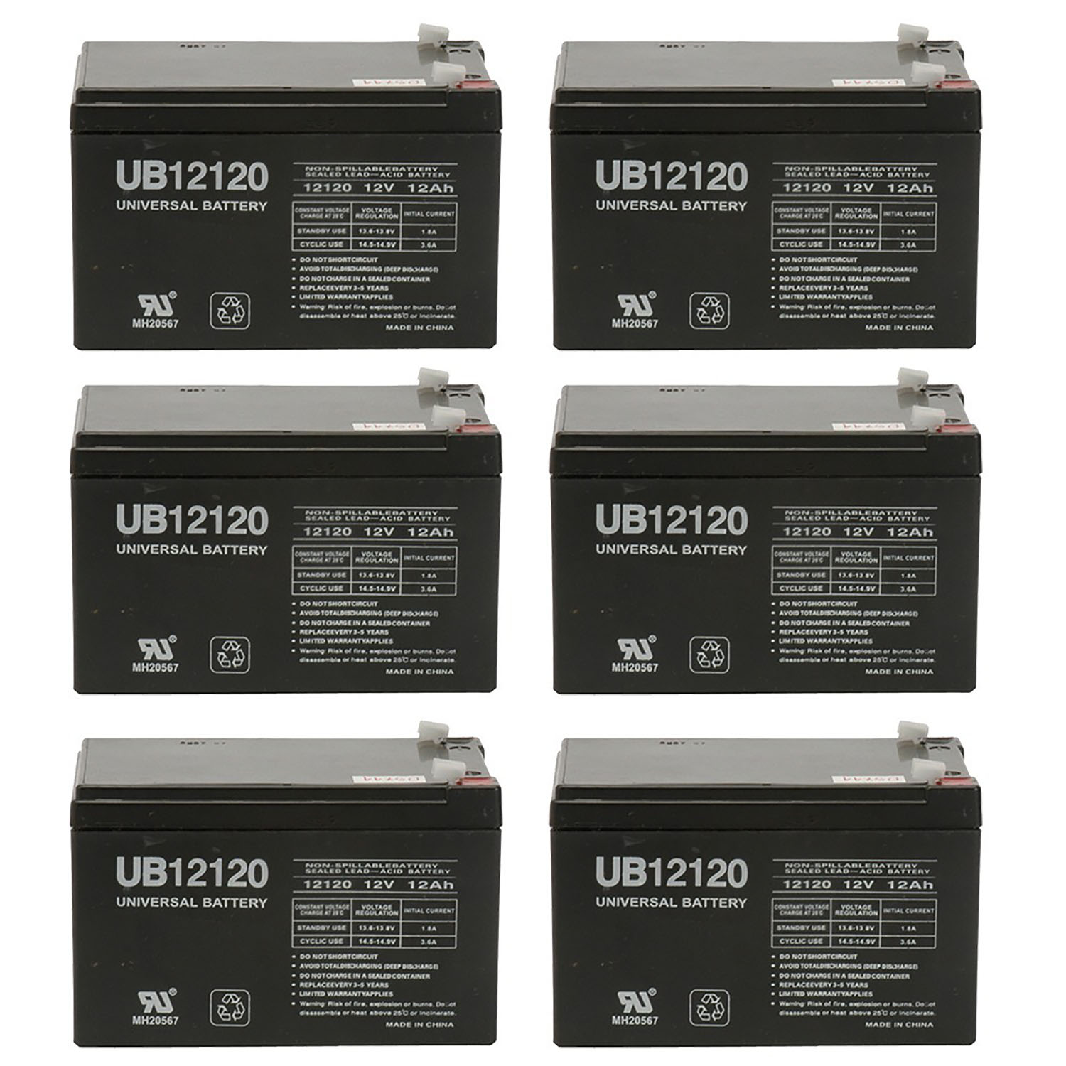 12V 12Ah F2 NEW BATTERY FOR EZIP SCOOTER 750, 900, 1000 - 6 Pack