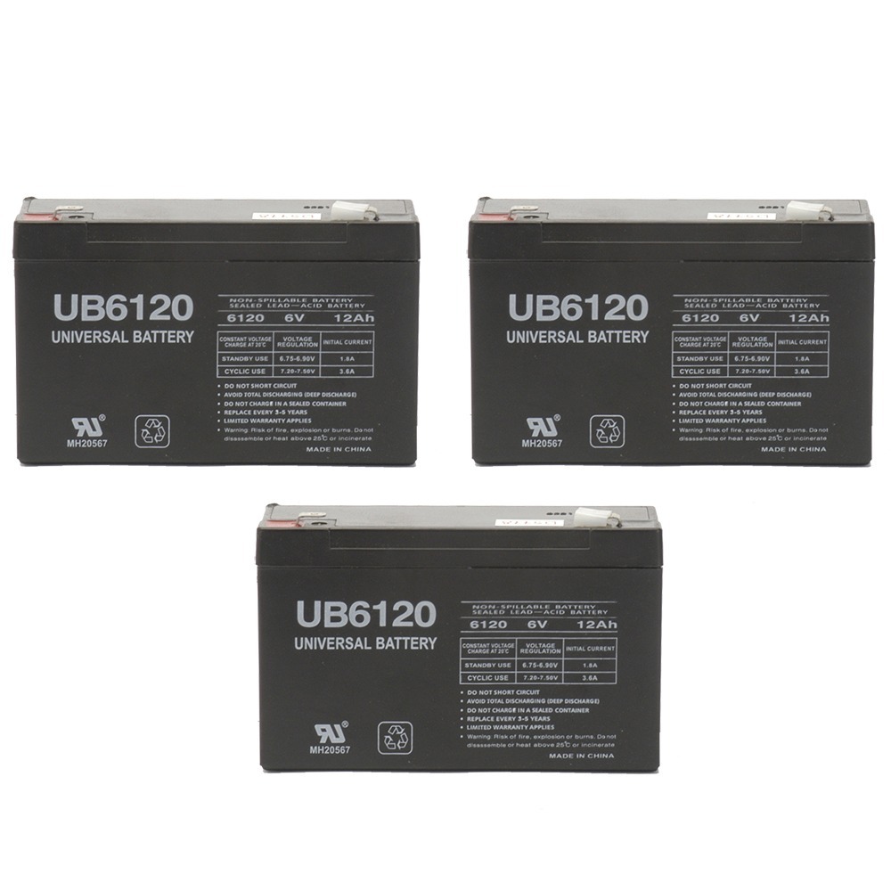 UB6120 SLA 6V 12AH .250 TT - 3 Pack