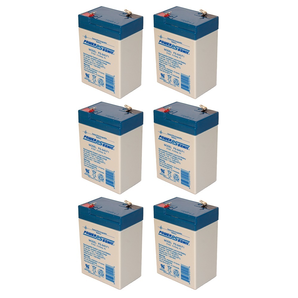 PS-640F 6 Volt 4.5 Amp Hour Sealed Lead Acid Battery - 6 PACK