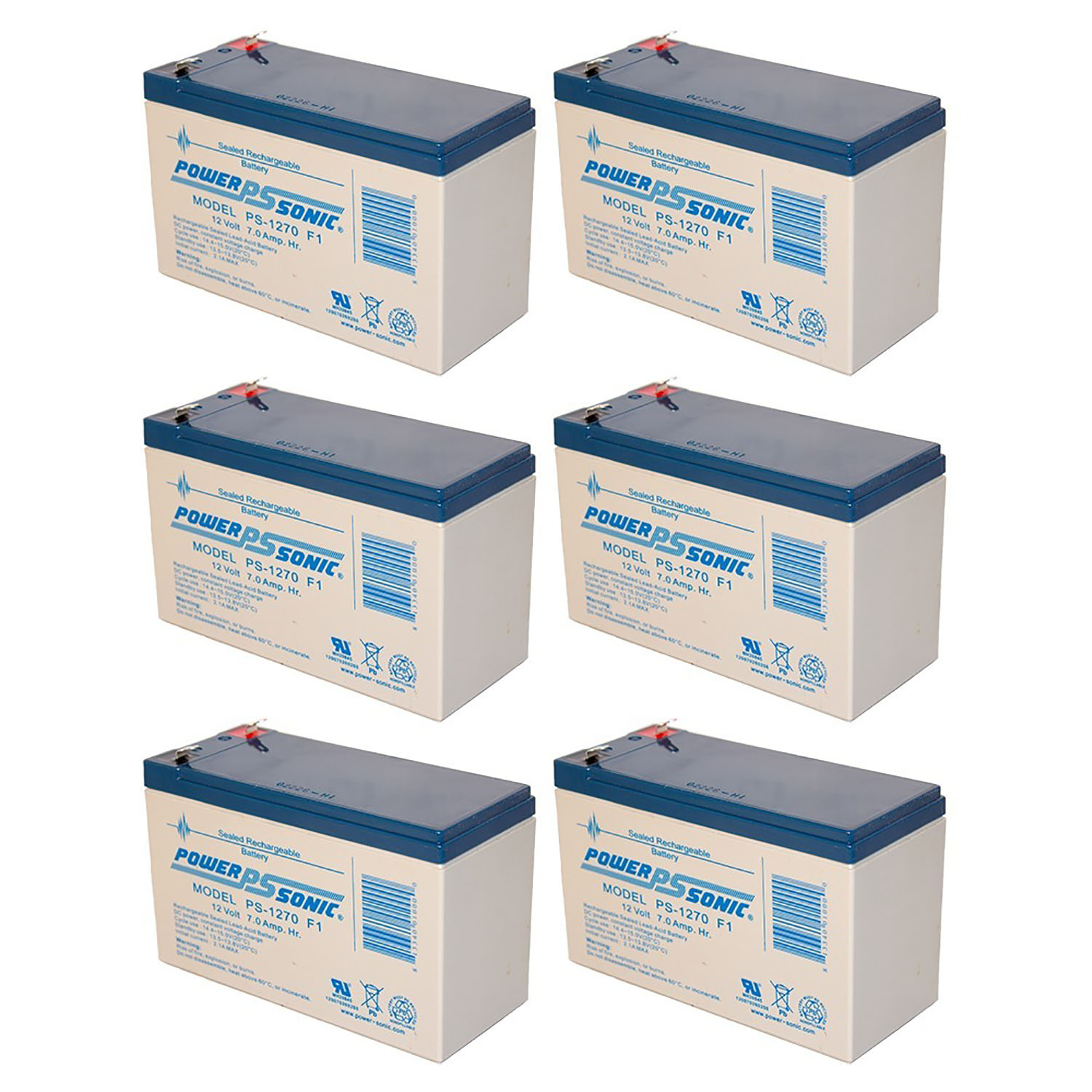 PS-1270 - POWER-SONIC 12V 7AH SLA BATTERY - PACK OF 6