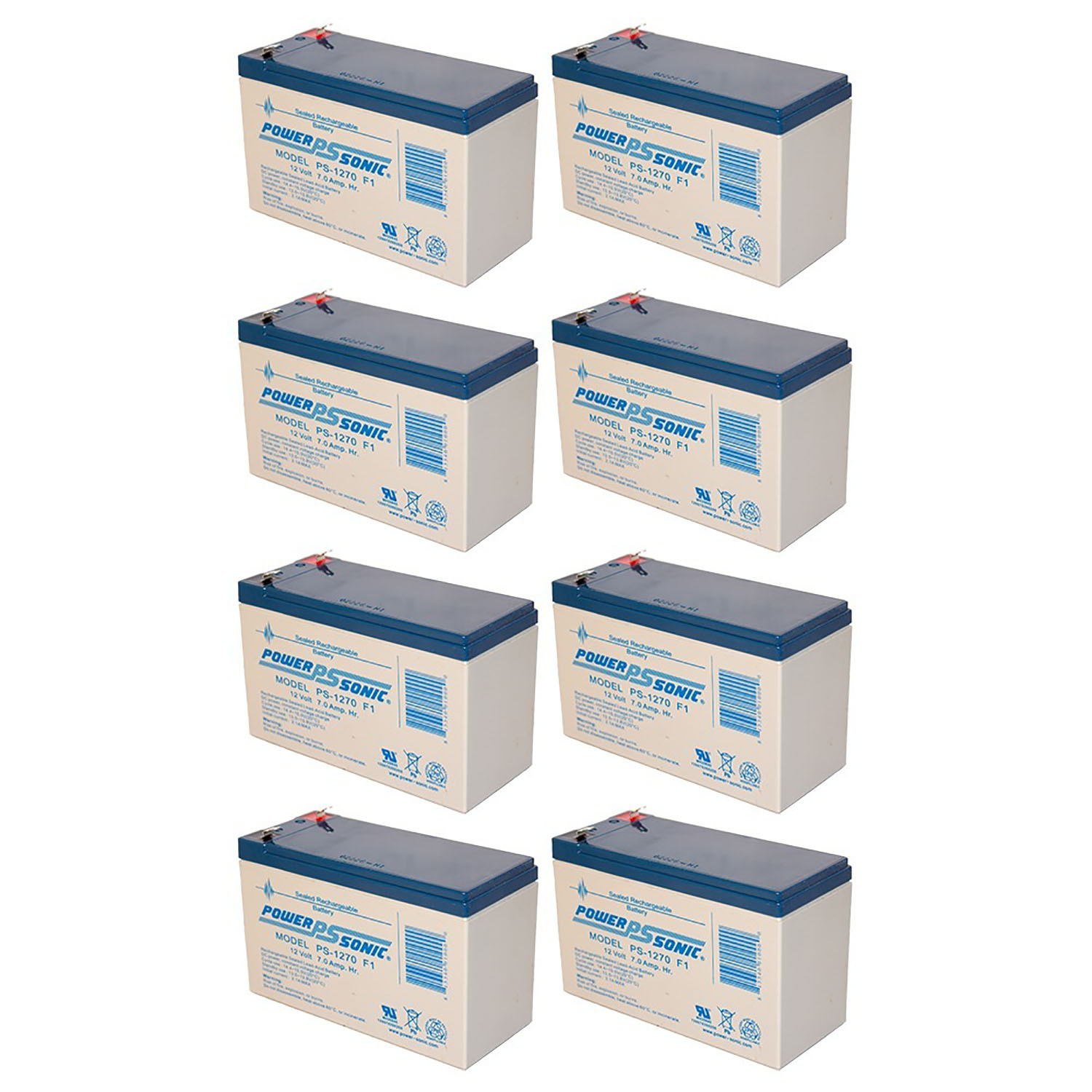PS-1270 - POWER-SONIC 12V 7AH SLA BATTERY - PACK OF 8