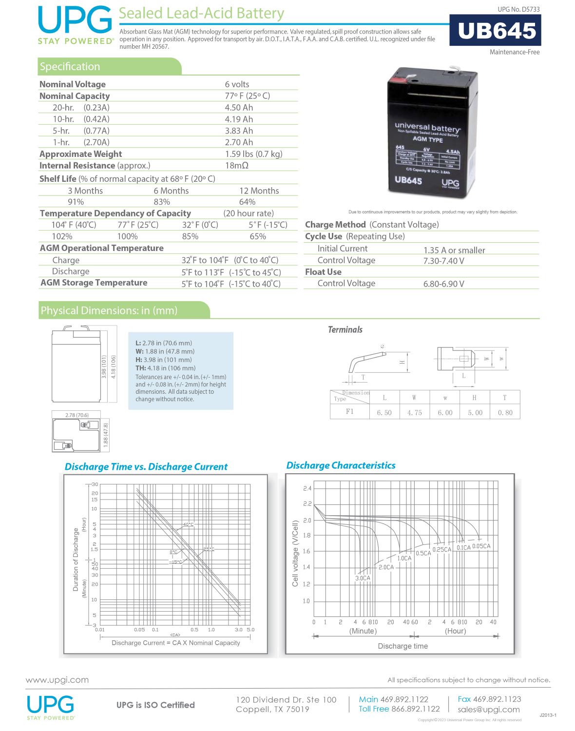 UB645 6V 4.5Ah SLA Battery Combo 6V Solar Panel Charger