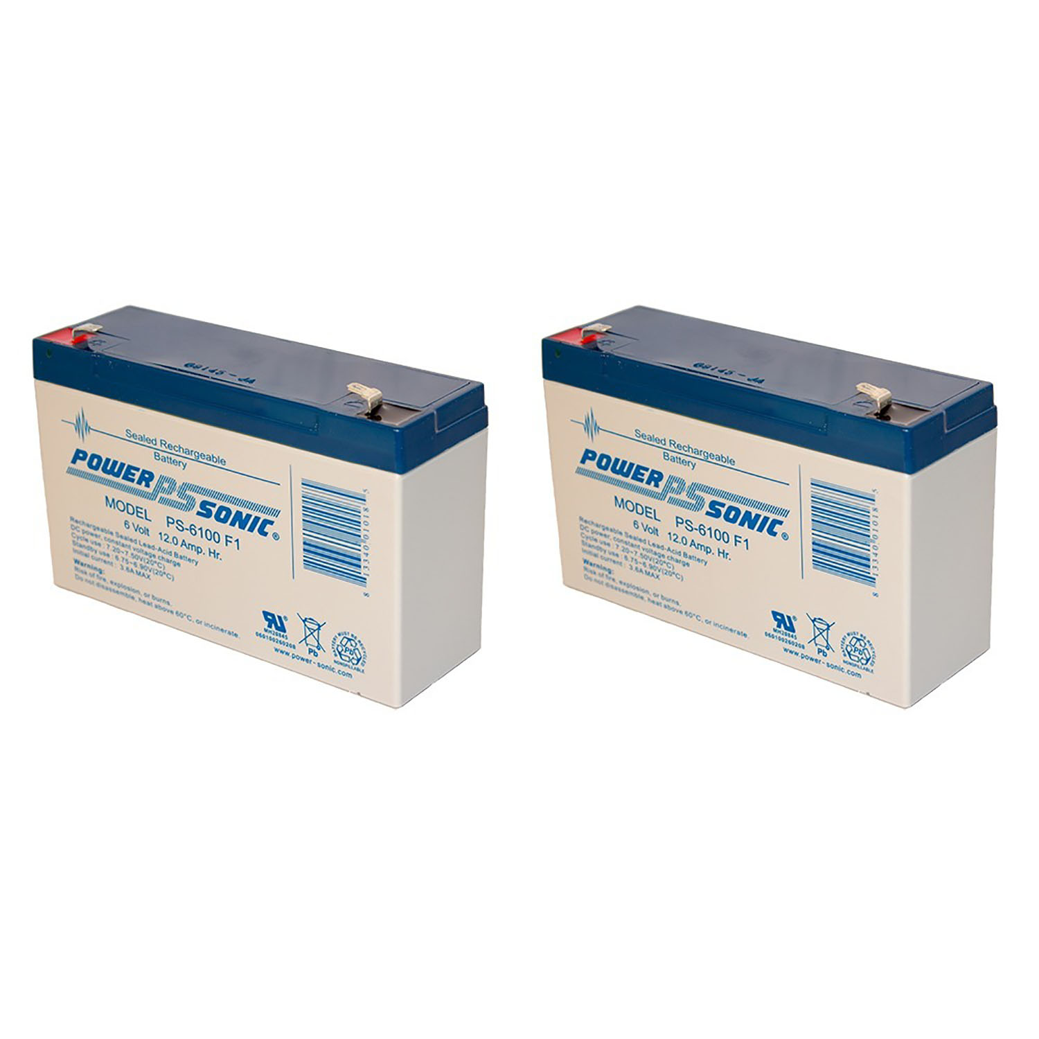 PS-6100 SLA BATTERY 6V 12AH .187 TT - Pack of 2