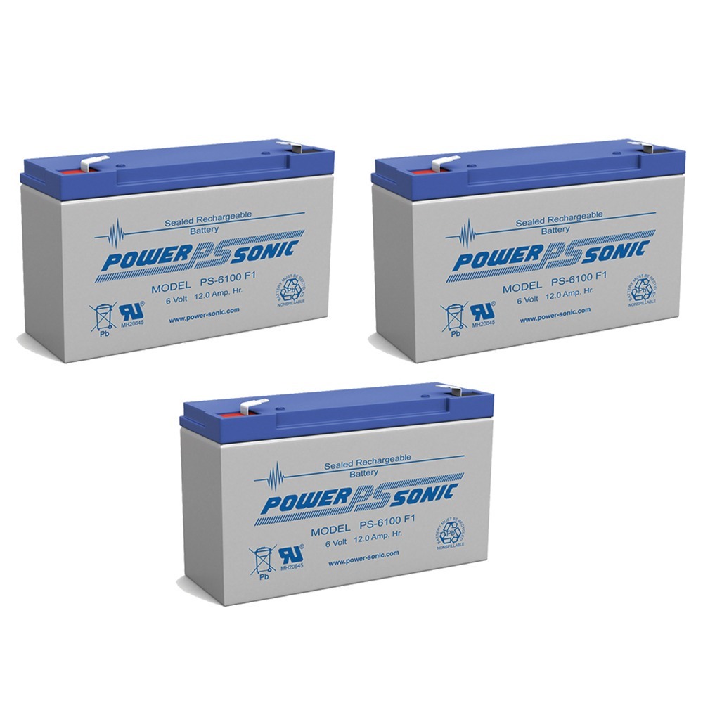 PS-6100 6V 12AH SLA Moultrie Crown Rechargeable Battery - 3 Pack