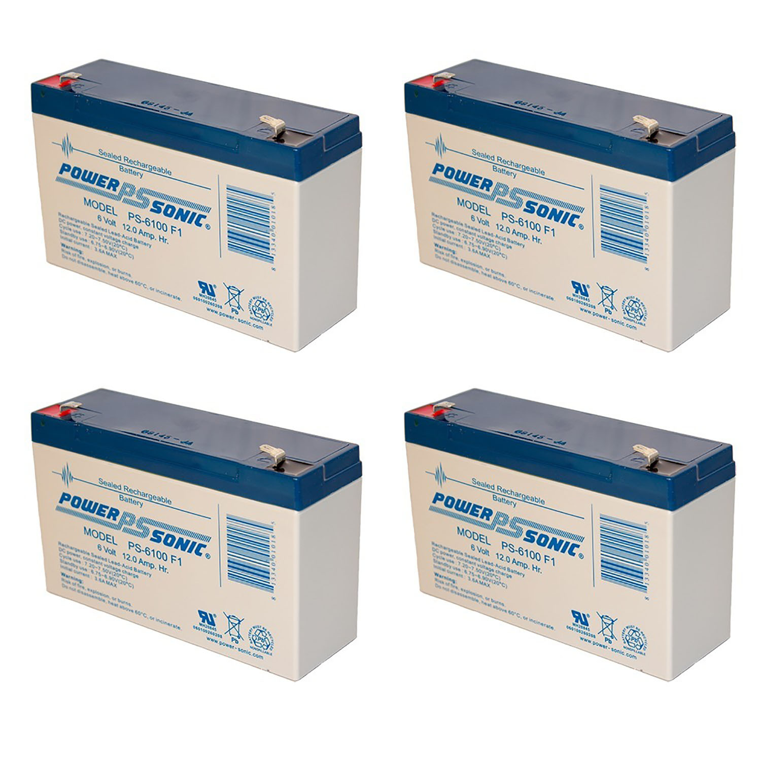 PS-6100 SLA BATTERY 6V 12AH .187 TT - Pack of 4