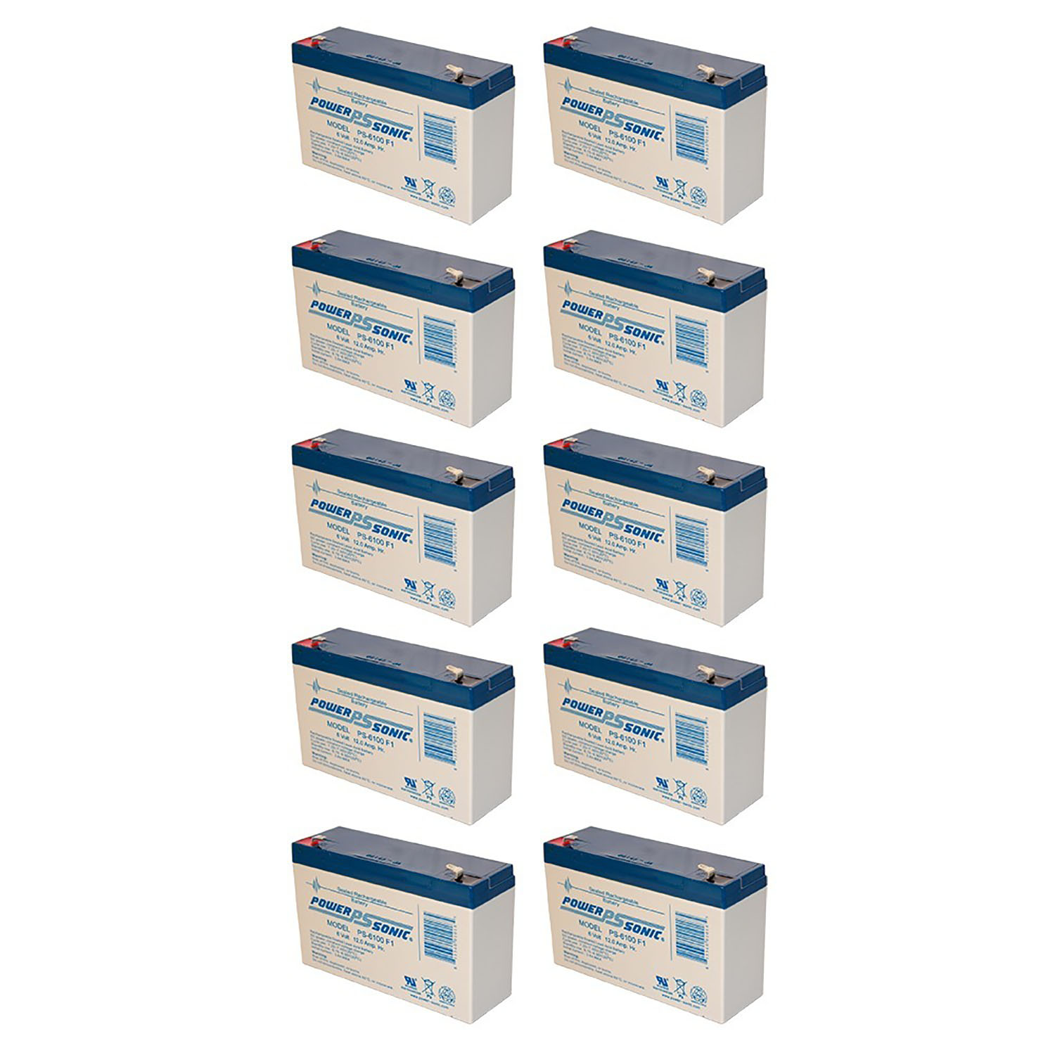 PS-6100 SLA BATTERY 6V 12AH .187 TT - Pack of 10