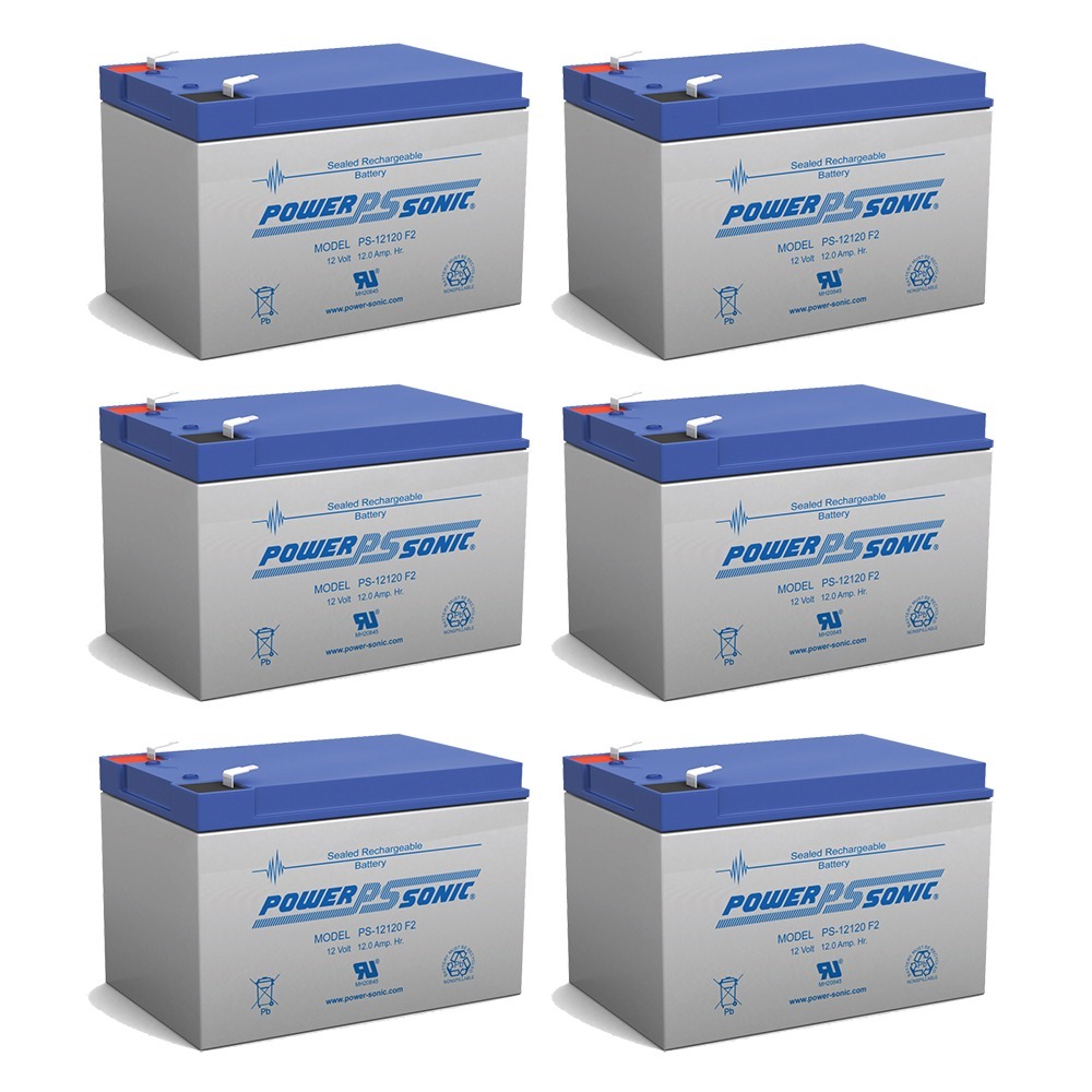 12V 12Ah F2 SEALED LEAD ACID AGM DEEP-CYCLE RECHARGEABLE BATTERY - 6 Pack