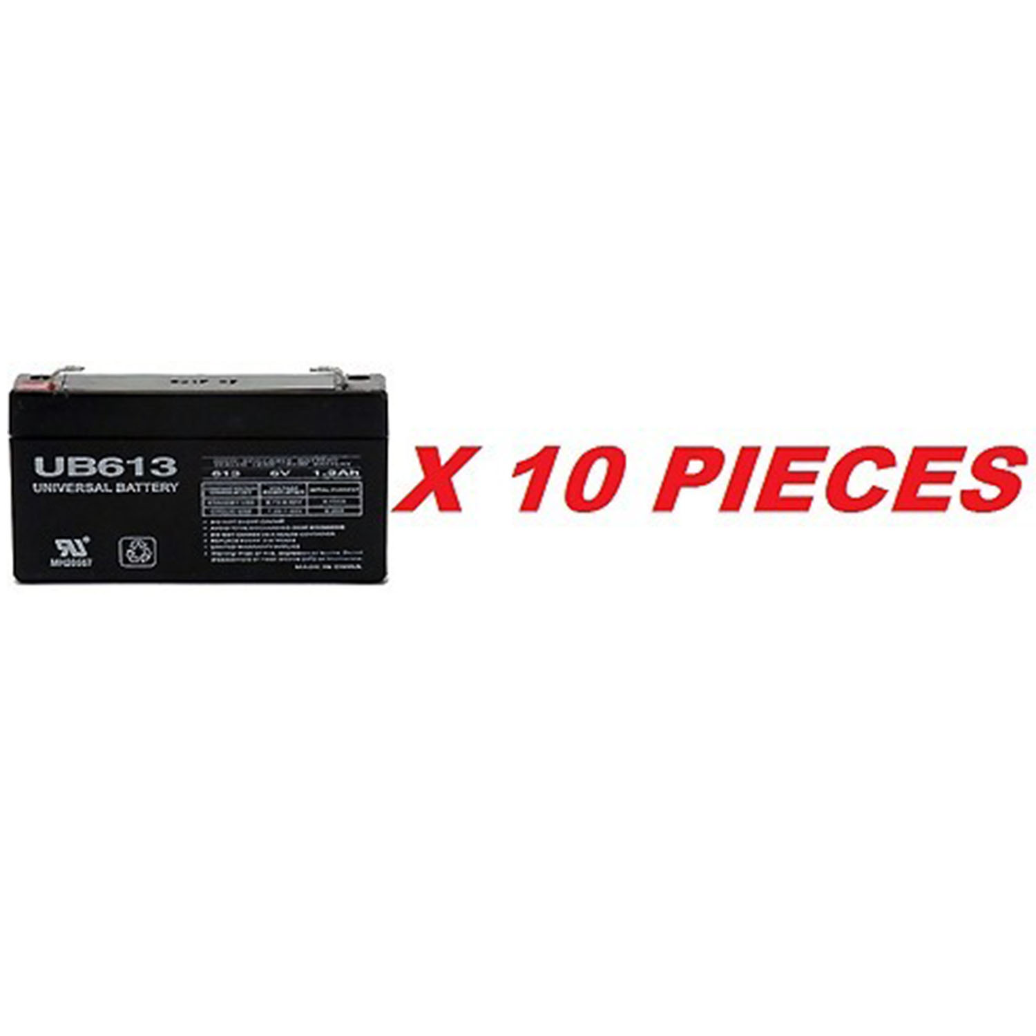 6V 1.3Ah Replacement Battery compatible with Panasonic LC-R061R3P VRLA - 10 Pack