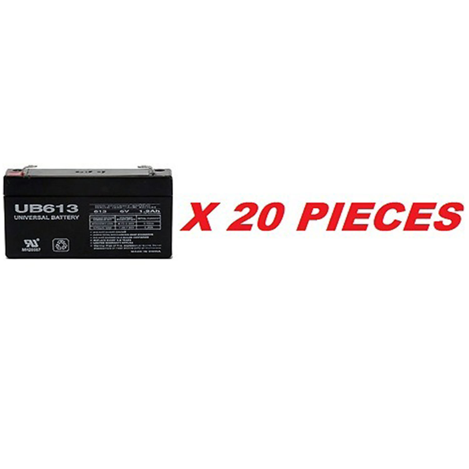 6V 1.3Ah Replacement Battery compatible with Panasonic LC-R061R3P VRLA - 20 Pack