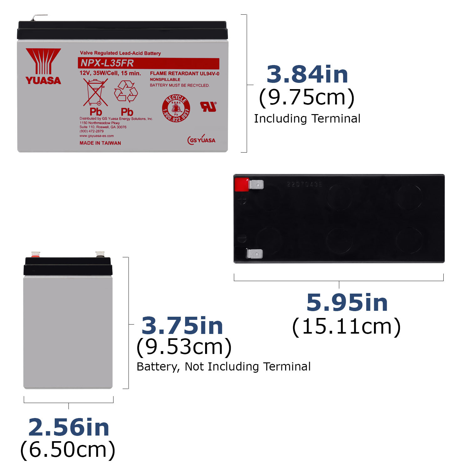 Yuasa NPX-35FRF2 12V 8.5Ah High Rate AGM Battery (Flame Retardant)