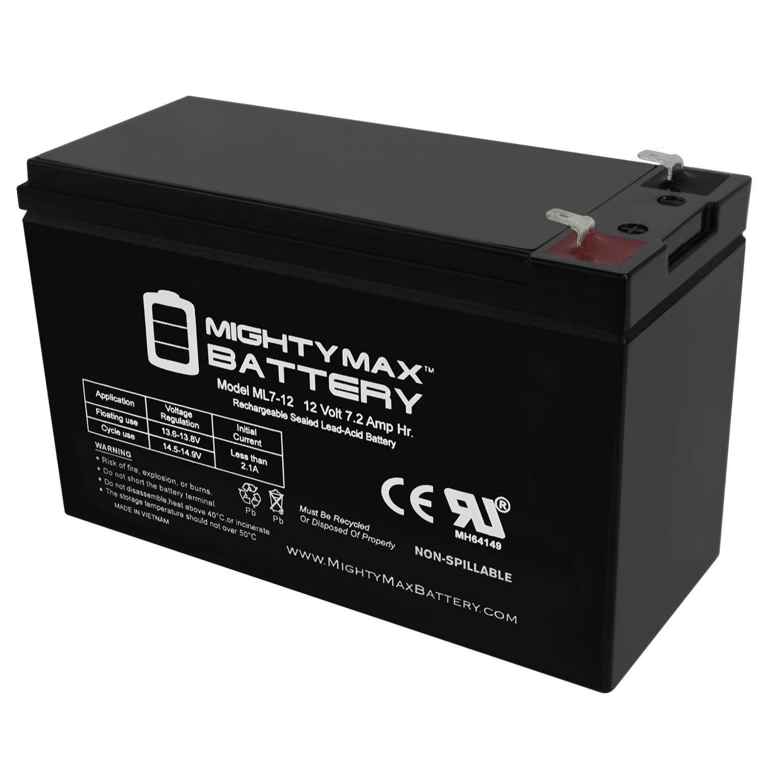 ML7-12 - 12V 7.2AH Replacement Battery for APC APC3TA