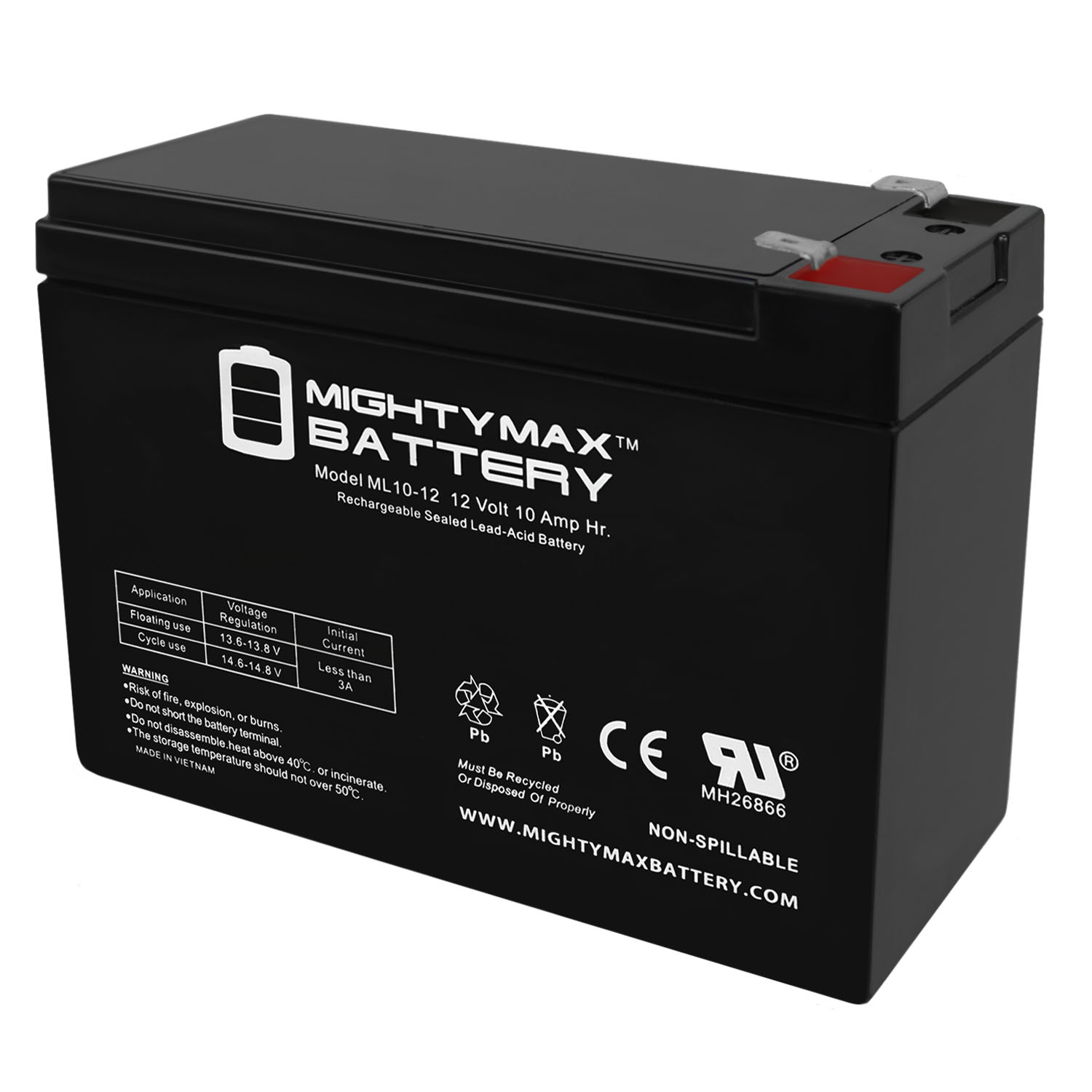 ML10-12 - 12V 10AH Replacement BATTERY EZIP,CURRIE,REPL. BA-310-1