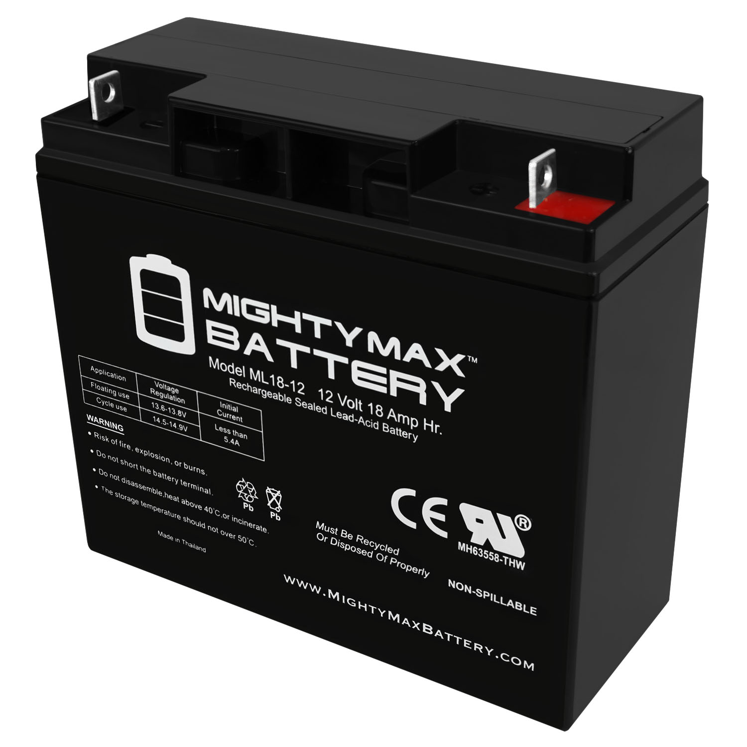 ML18-12 - 12V 18AH SLA Emergency Exit Lighting Battery