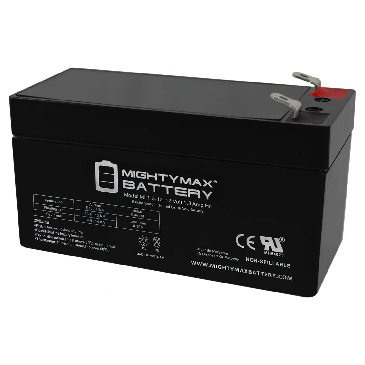 12V 1.3Ah Replacement Battery Compatible with Napco GERBAT1.2