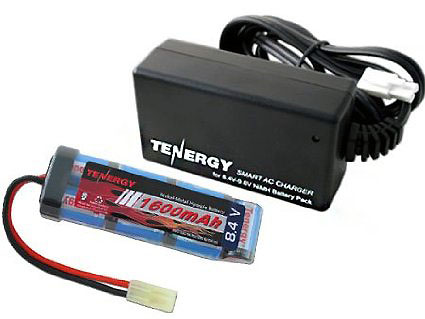 8.4V NiMH 1600mAh MINI FLAT BATTERY FOR AIRSOFT AEG RIFLE + CHARGER