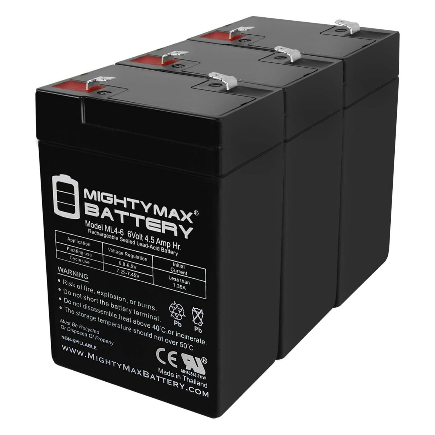 ML4-6 - 6V 4.5AH Emergency Exit Lighting SLA Battery - 3 Pack