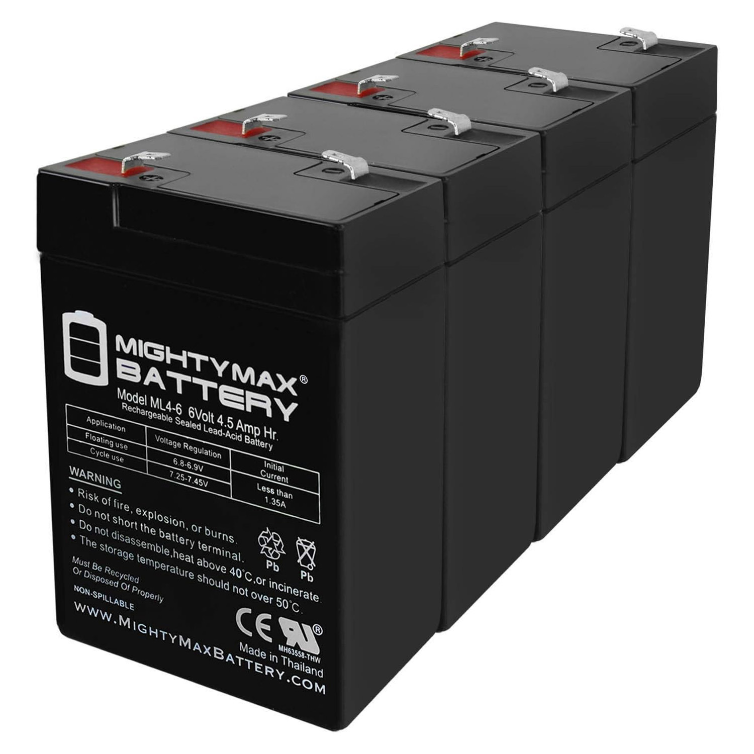 ML4-6 - 6V 4.5AH Replacement Battery for Power Wheels - 4 Pack