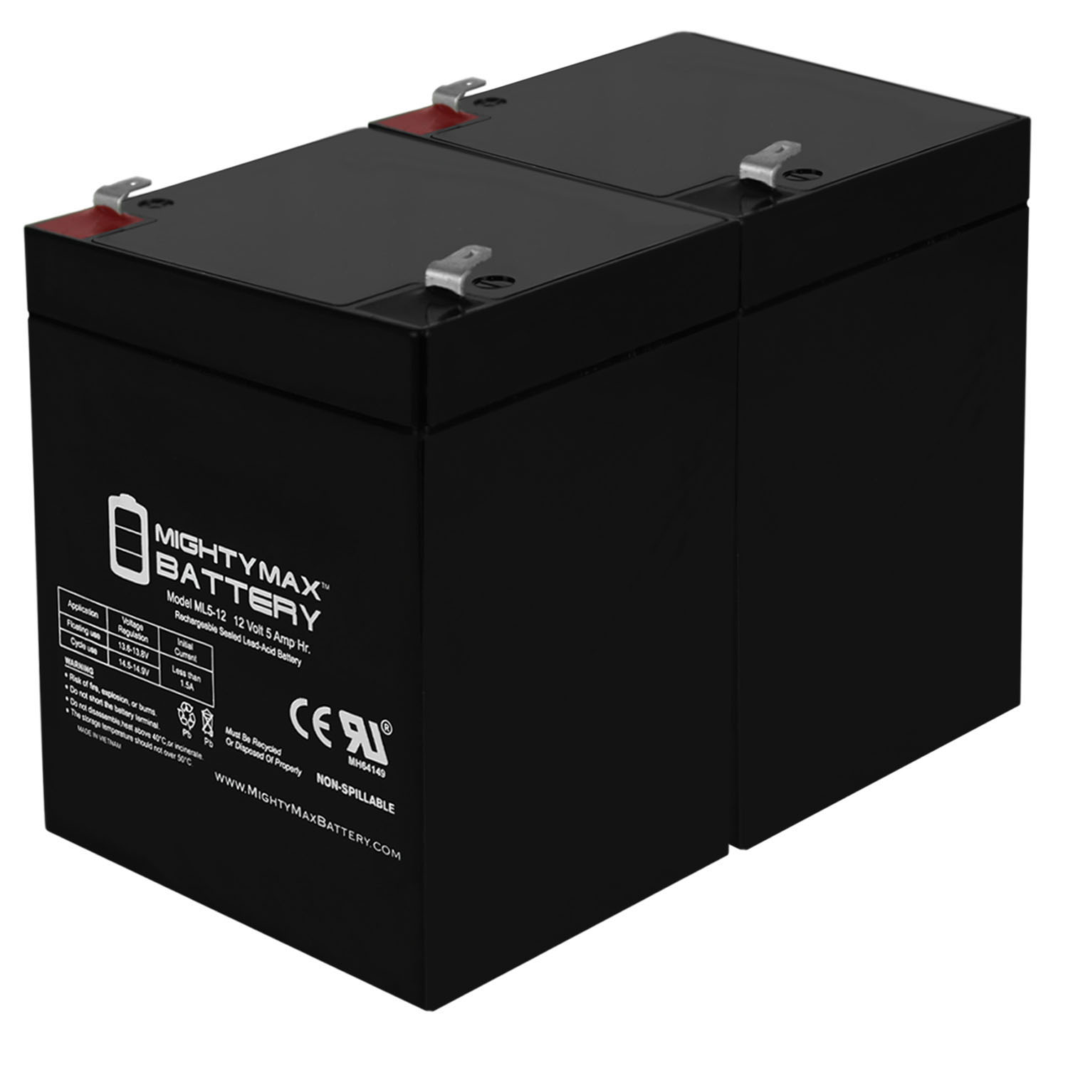 12V 5AH SLA Battery Replaces Razor E150 E 150 Red 13111601 - 2 Pack