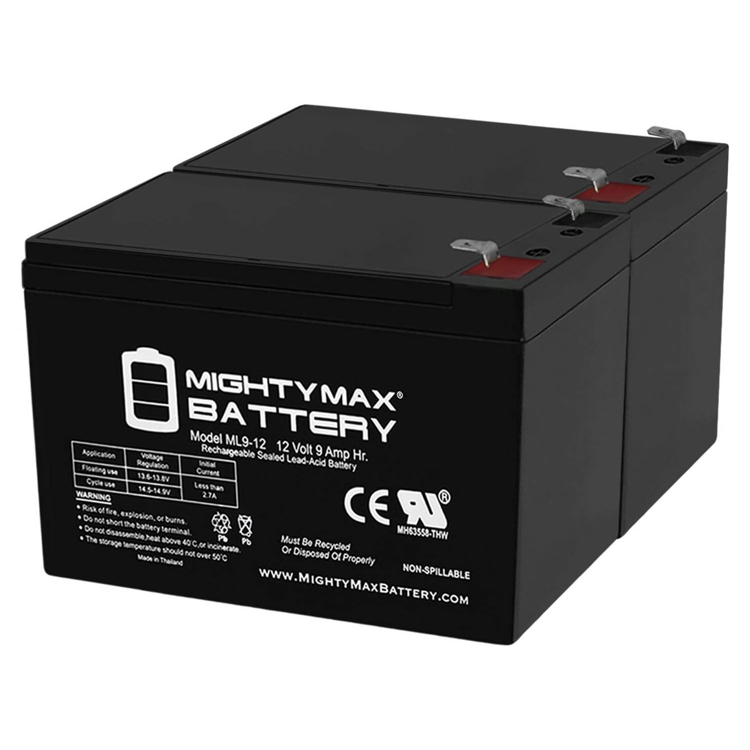 12V 9Ah SLA Replacement Battery for Schwinn S-180 PSH-12100 - 2 Pack