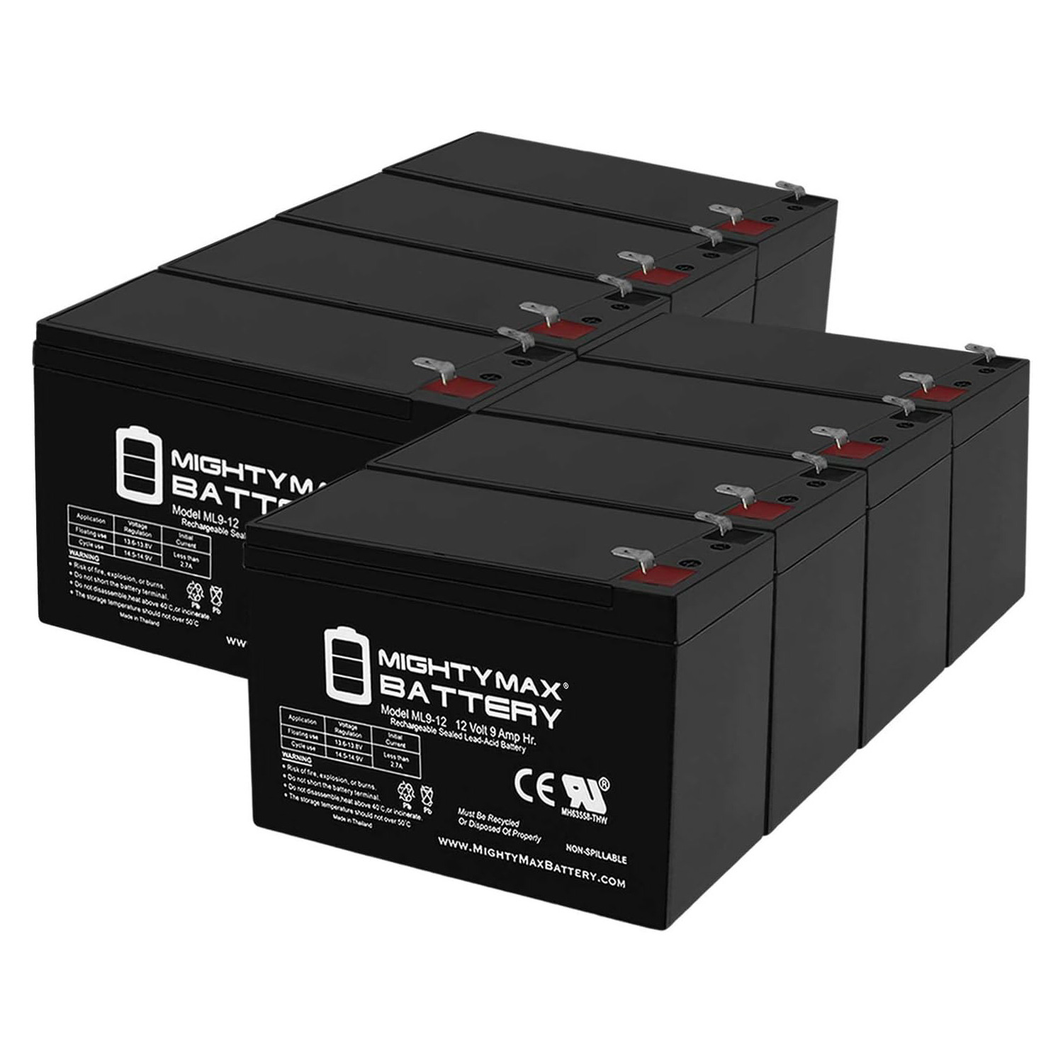 12V 9Ah SLA Replacement Battery for Schwinn S-180 PSH-12100 - 8 Pack