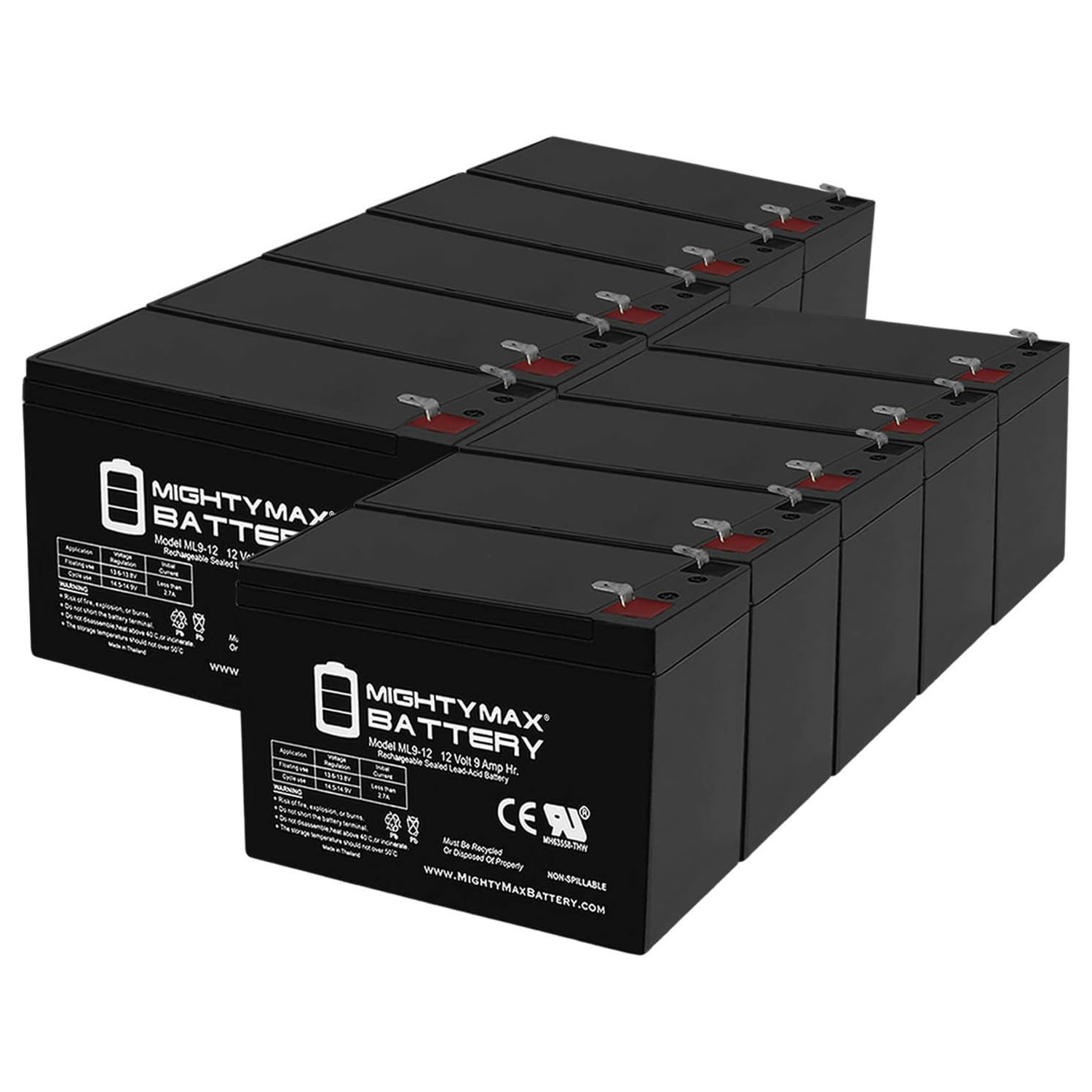 12V 9Ah SLA Replacement Battery for Humminbird 770030-1 - 10 Pack