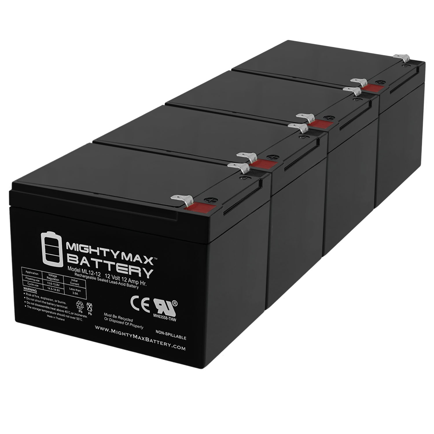 ML12-12 - 12V 12AH F2 Replacement Battery compatible with Belkin Pro NETUPS F6C700 - 4 Pack