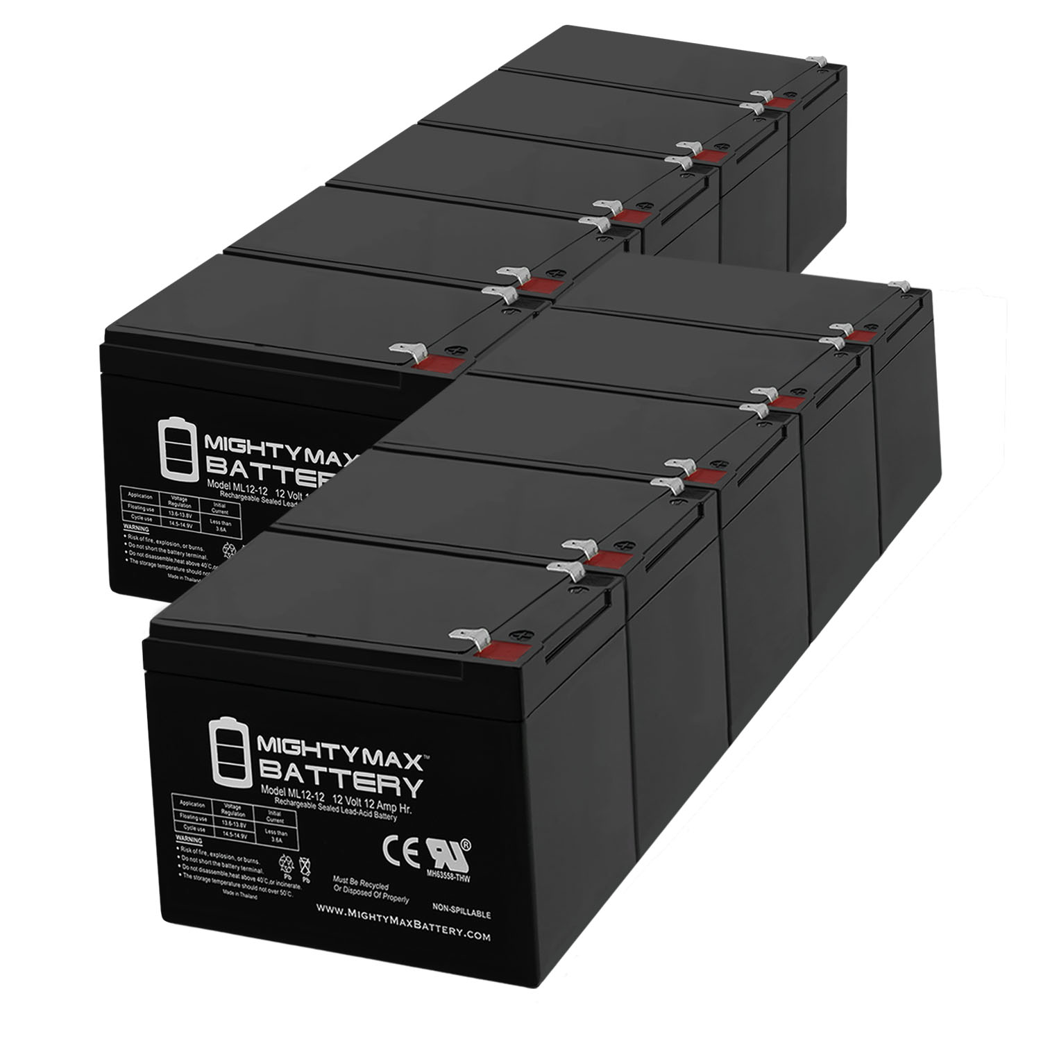12V 12Ah F2 Replacement Battery compatible with Belkin F6C1000ei-TW-RK - 10 Pack