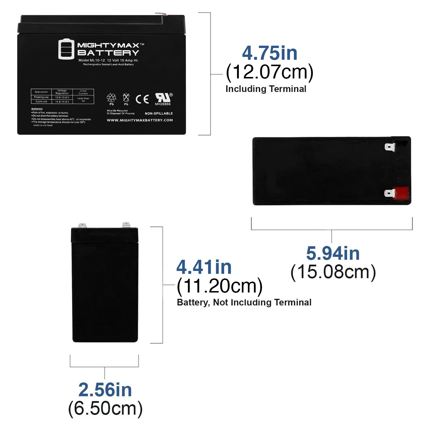 ML10-12 - 12 VOLT 10 AH SLA BATTERY INCLUDES 12V CHARGER