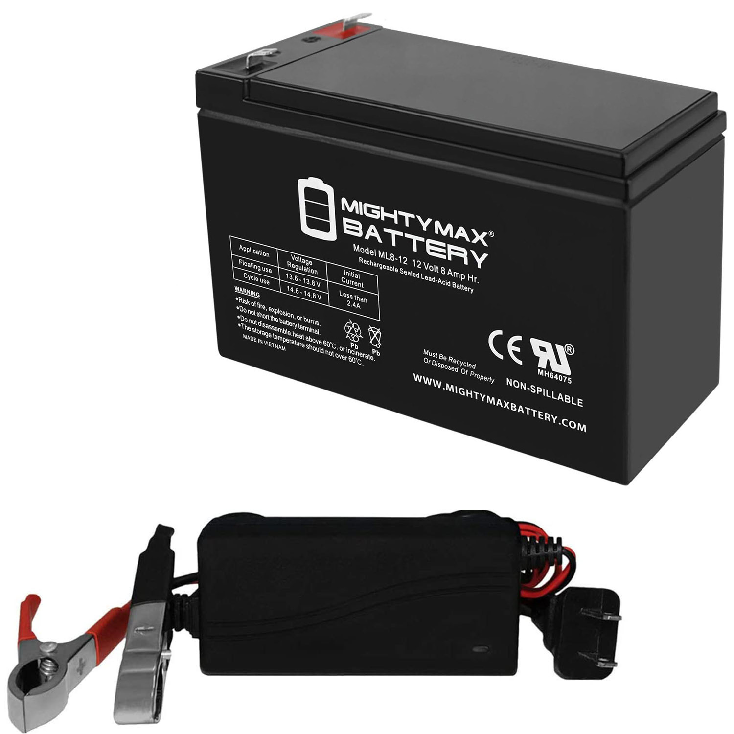 12V 8AH Replacement Battery for Lowrance Fishfinder + 12V CHARGER