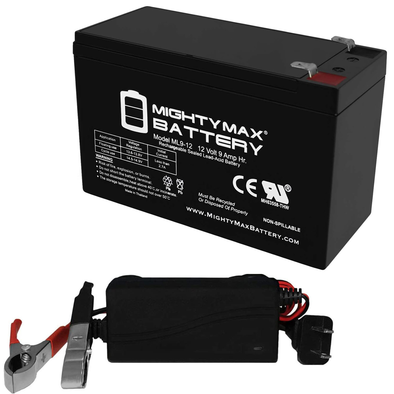 ML9-12 - 12 VOLT 9 AH SLA BATTERY INCLUDES 12V CHARGER