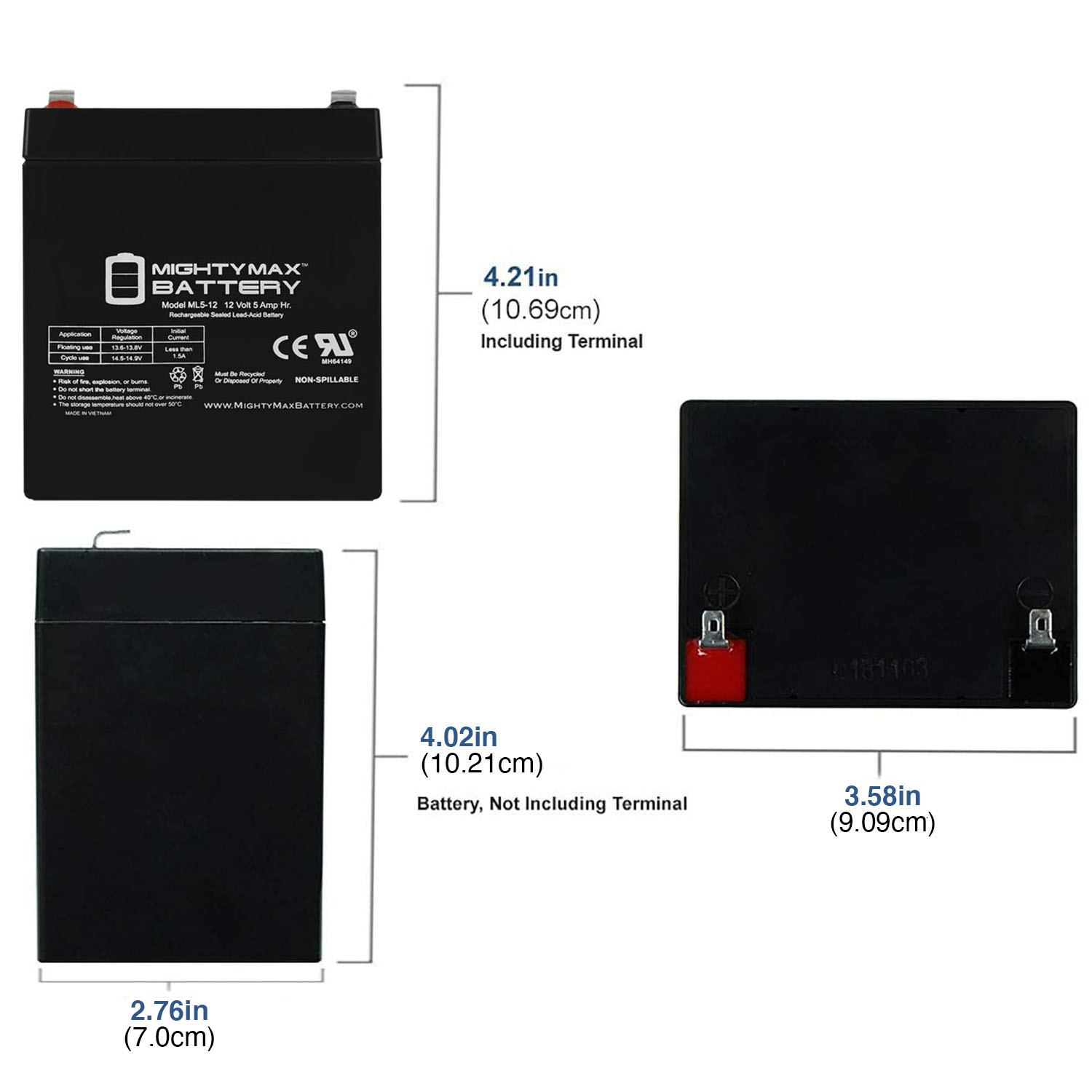 ML5-12 - 12 VOLT 5 AH SLA BATTERY INCLUDES 12V CHARGER