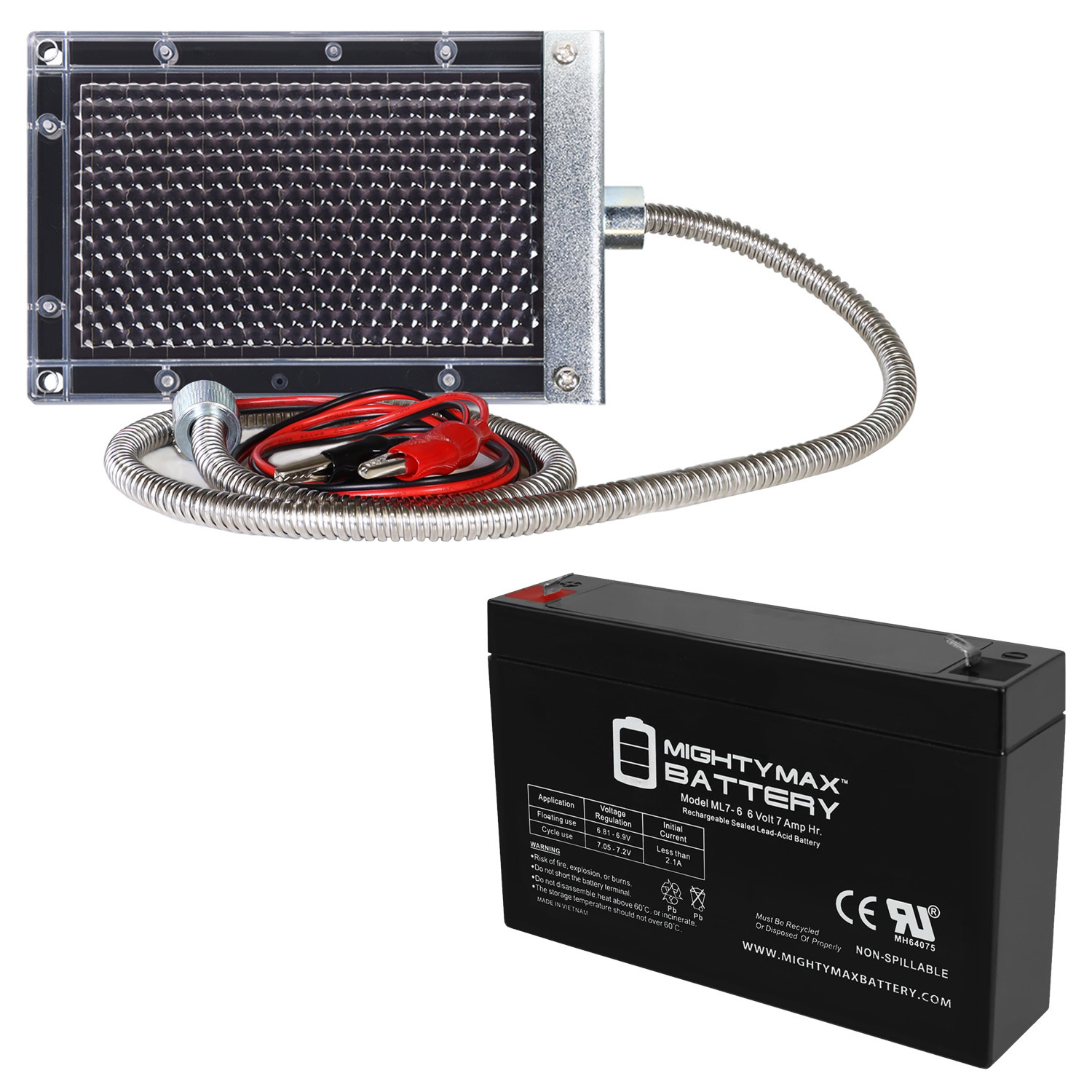 6V 7AH SLA Battery F1 Terminal with 6V Solar Panel Charger