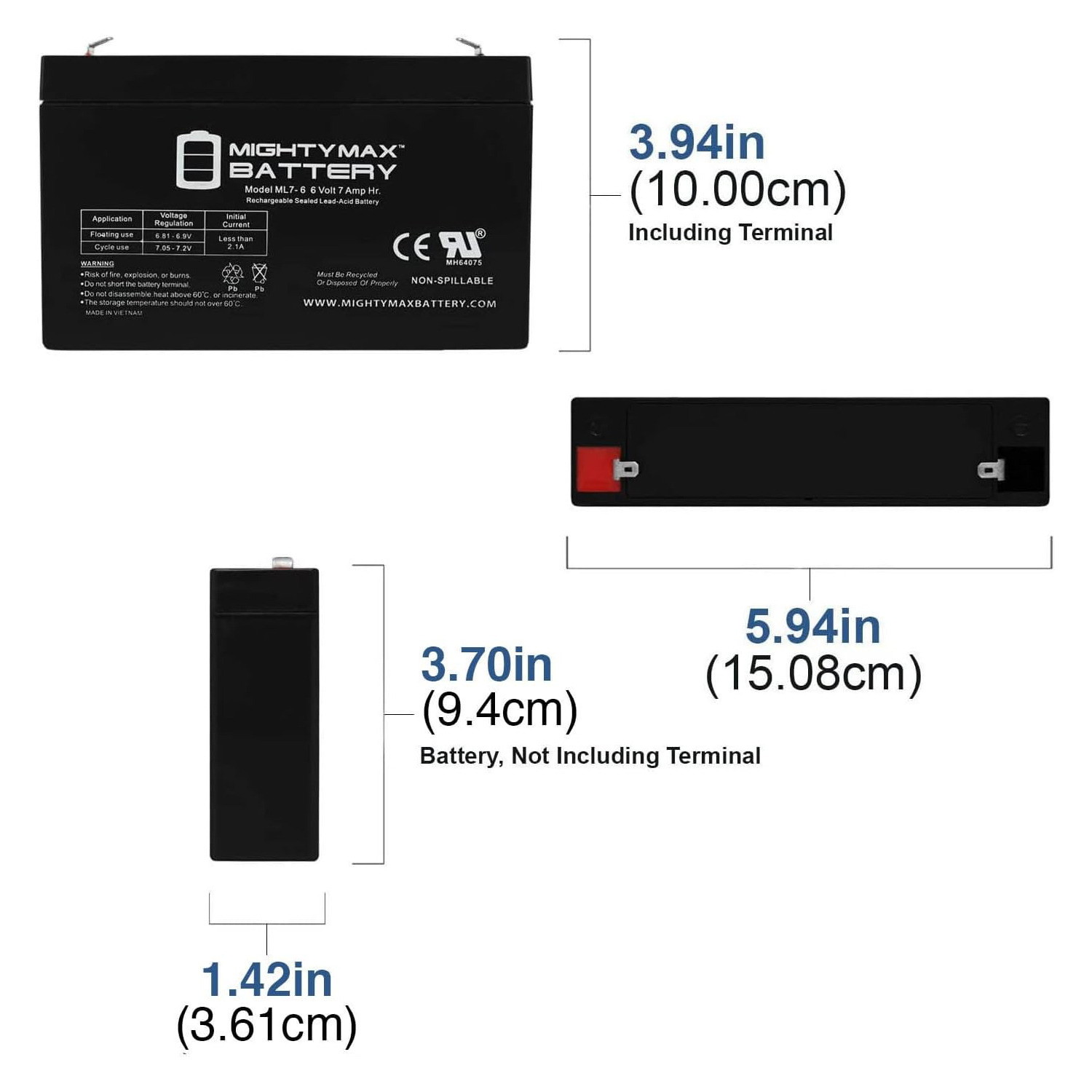 6V 7AH SLA Battery F1 Terminal with 6V Solar Panel Charger