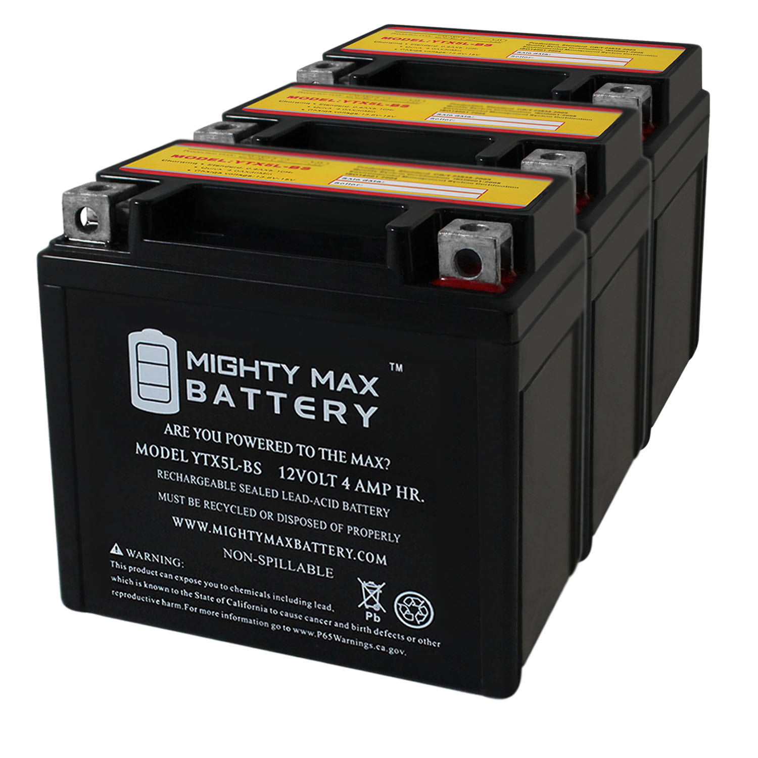 YTX5L-BS Replacement Battery compatible with 2007-09 KTM 525XC-W Motorcycle AGM - 3 Pack