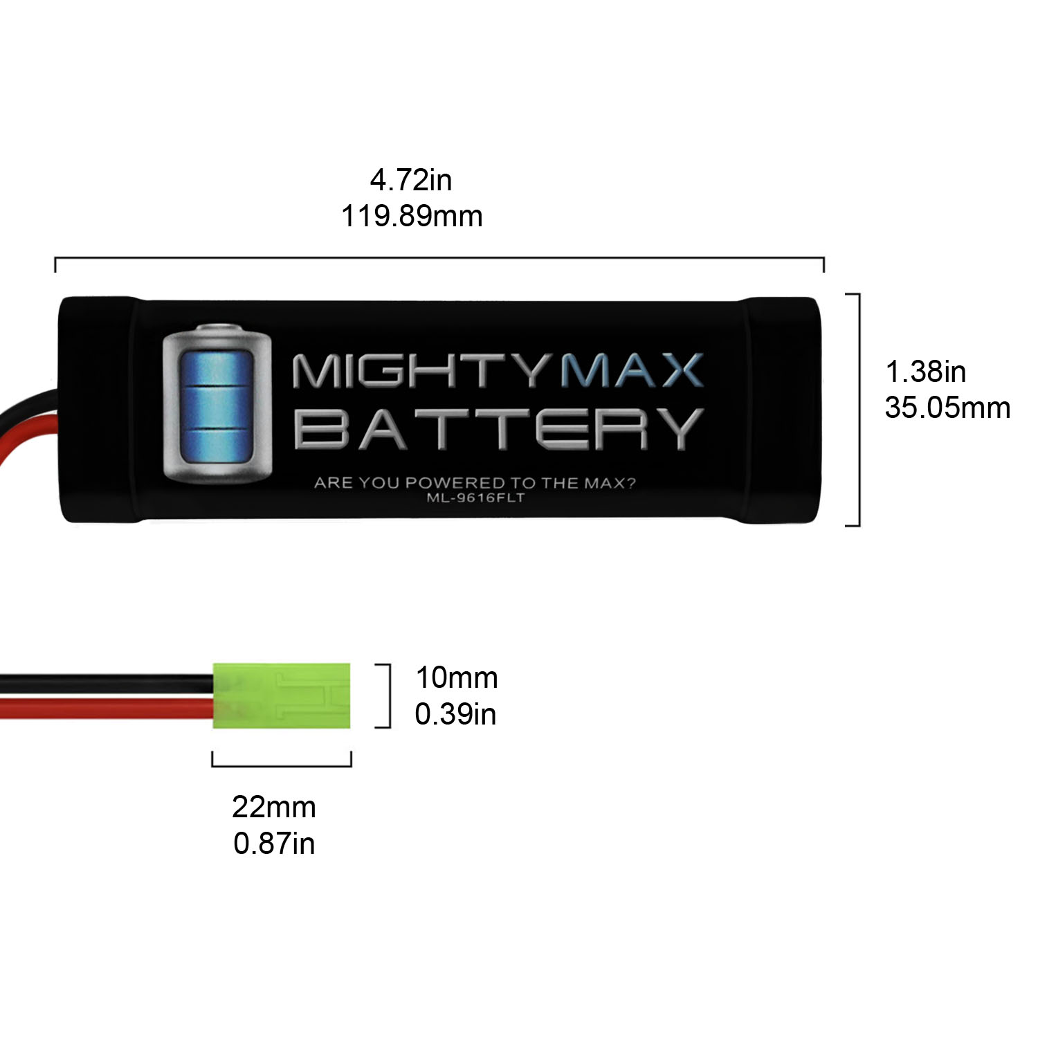 9.6V 1600mAh Flat Battery Pack + 9.6V Smart Charger