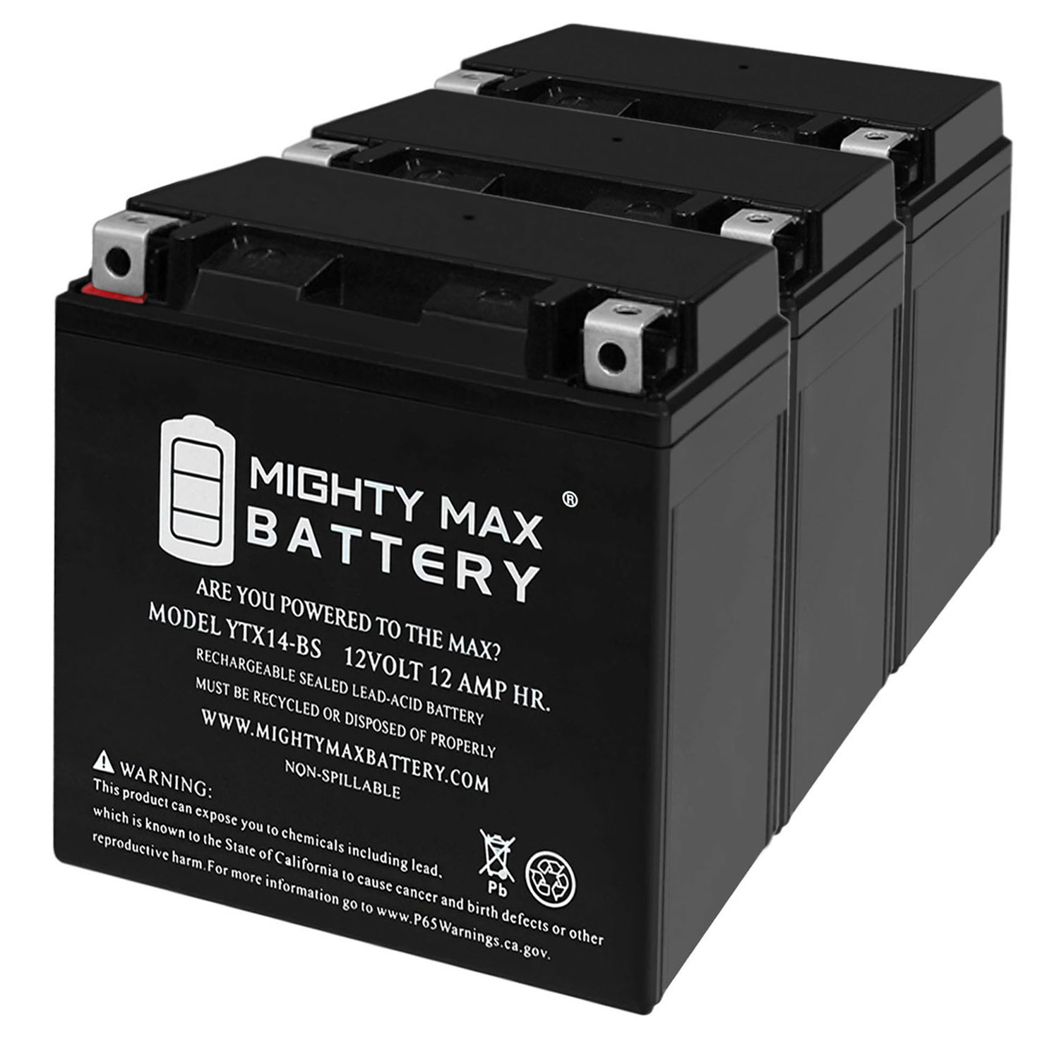 YTX14-BS 12V 12AH Replaces Honda Harley-Davidson V-Rod VRSC - 3 Pack