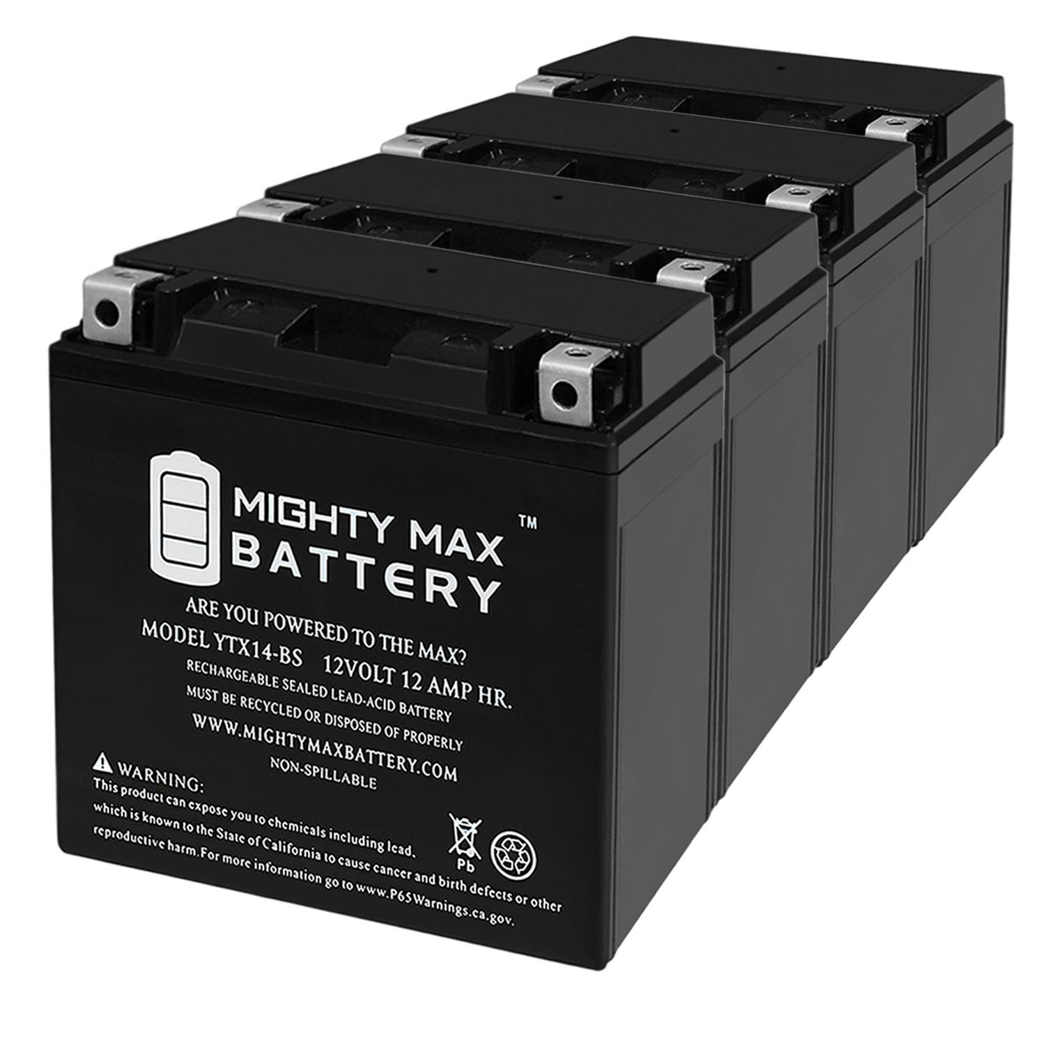 YTX14-BS Replacement Battery Compatible with Apex YTX14-BS - 4 Pack