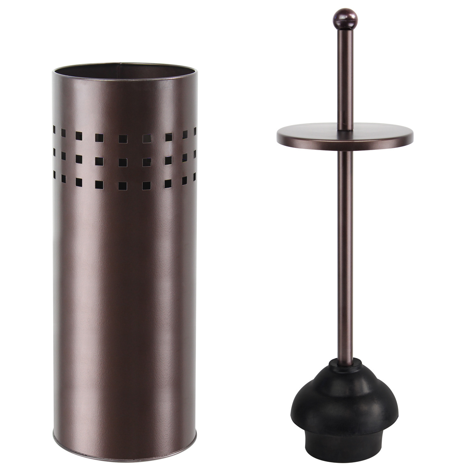 Toilet Plunger with Holder for Bathroom, Multi Drain Suitable also for Bathtubs, Quick Dry, Bronze