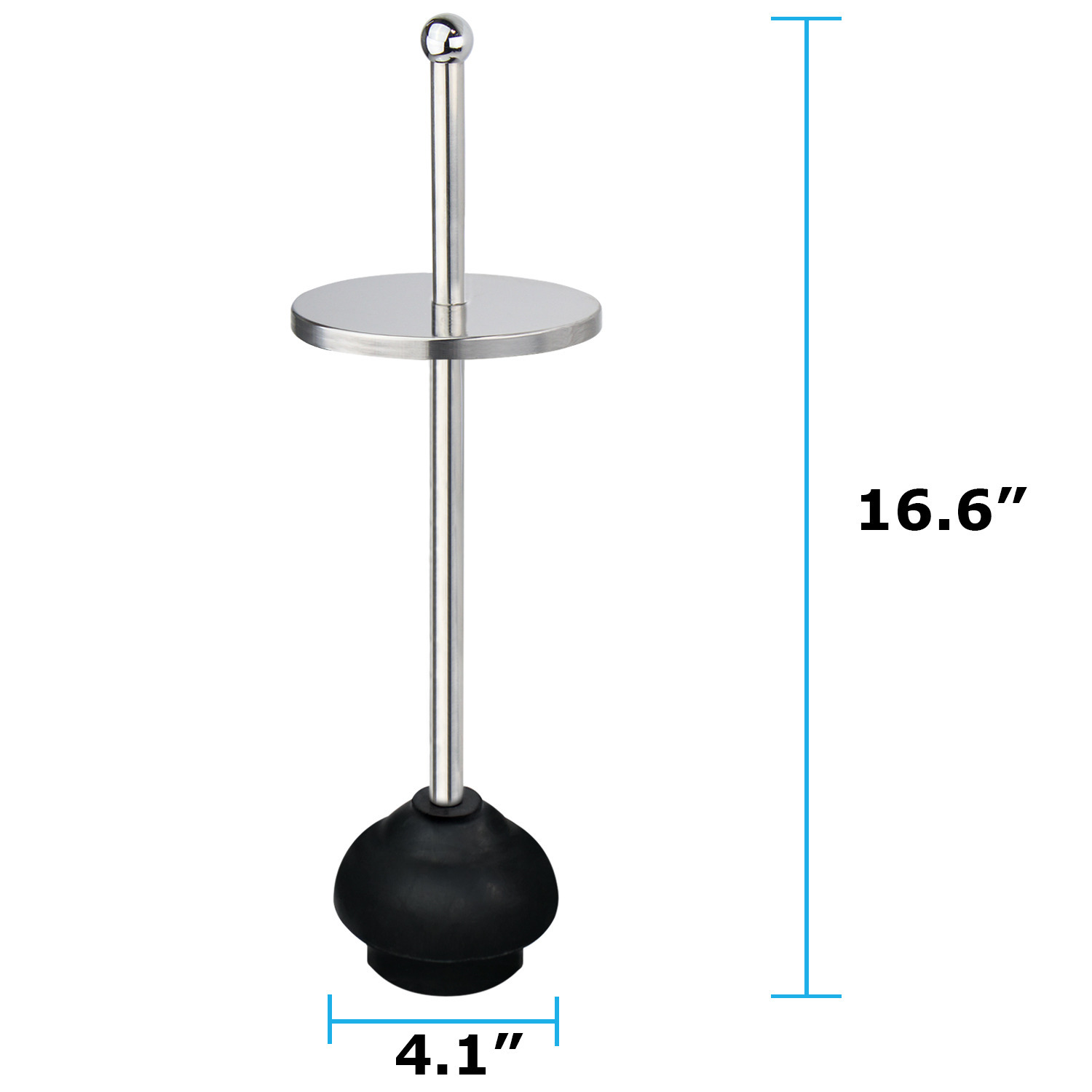 Toilet Plunger with Holder for Bathroom, Multi Drain Suitable also for Bathtubs, Quick Dry, Chrome